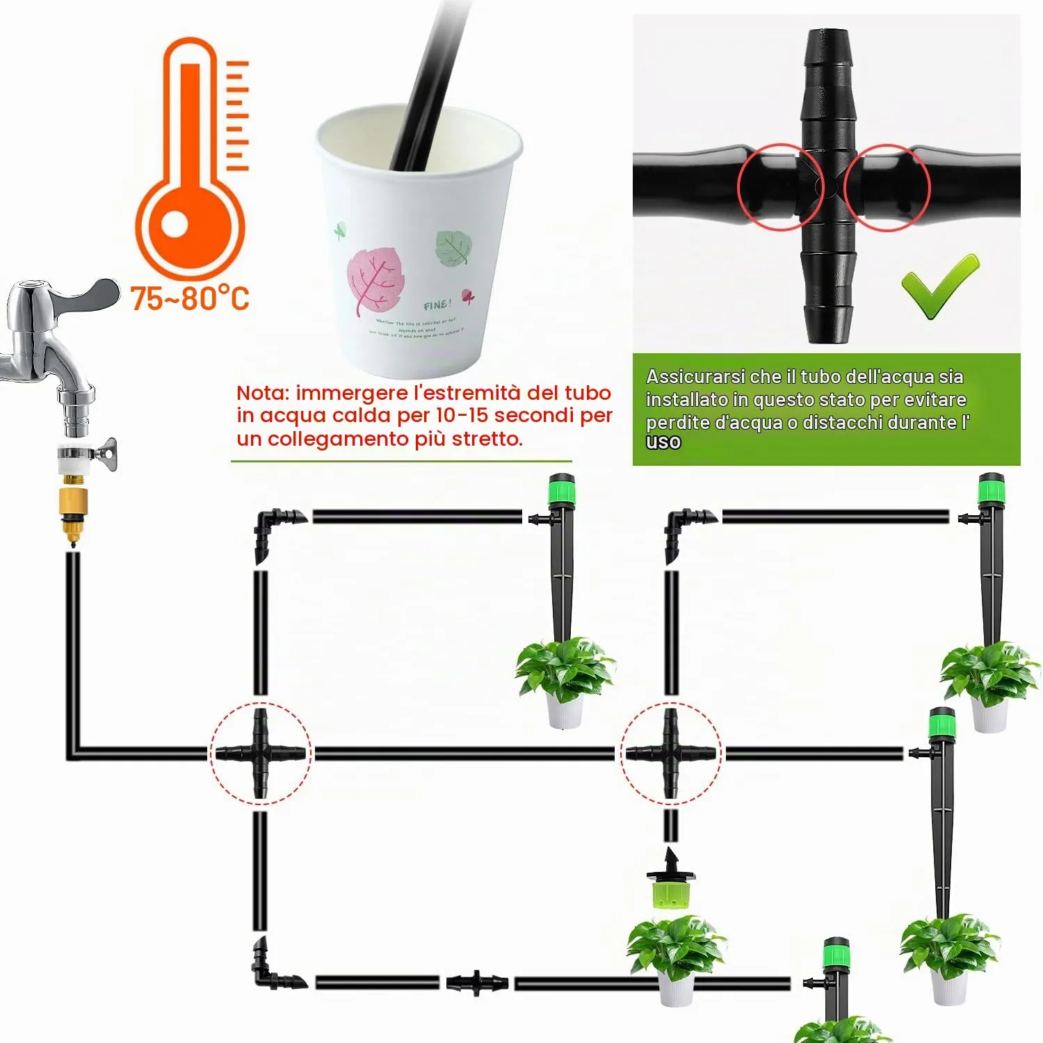 VooGenzek Connettore a Croce a 4 Vie per Irrigazione da Giardino, 4/7mm, 50 Pezzi - immagine 4