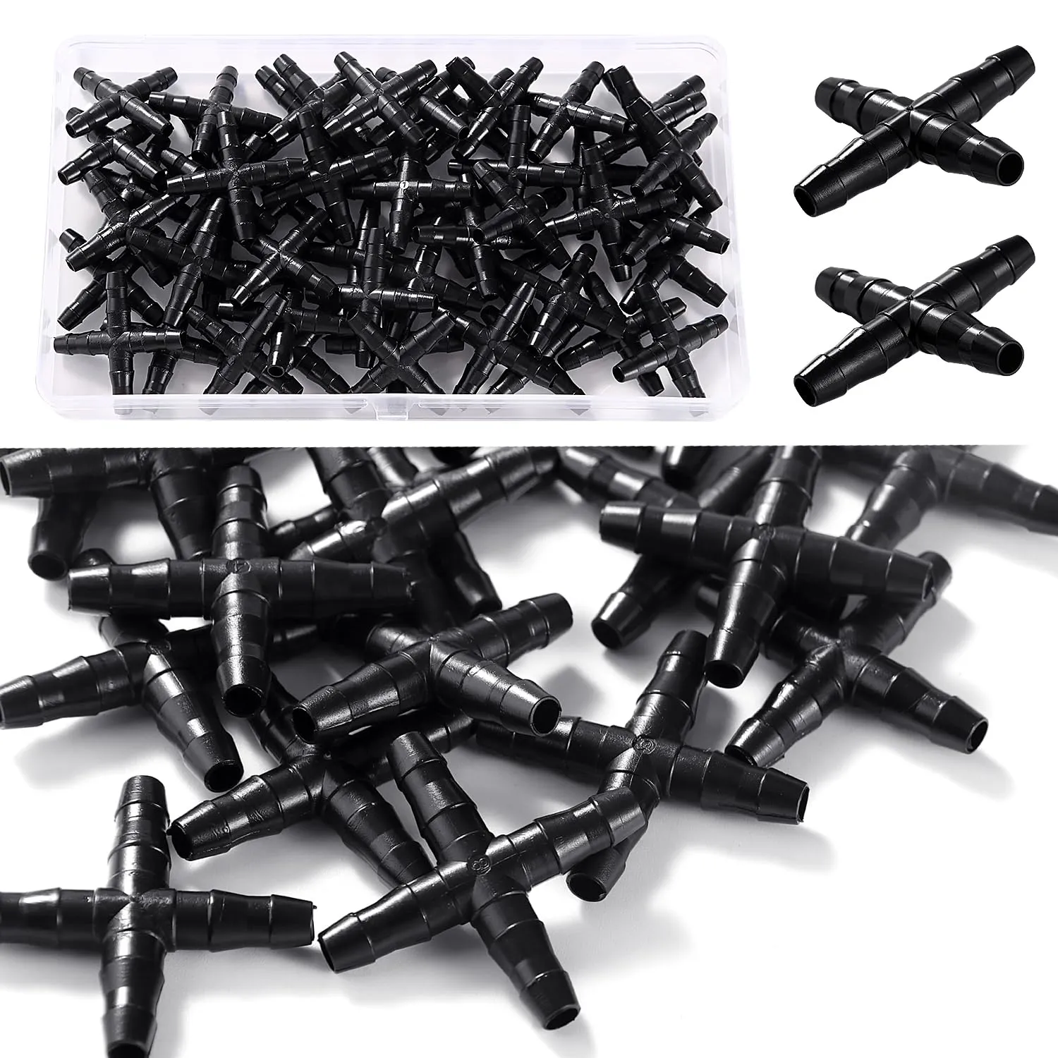 VooGenzek Connettore a Croce a 4 Vie per Irrigazione da Giardino, 4/7mm, 50 Pezzi - immagine 5
