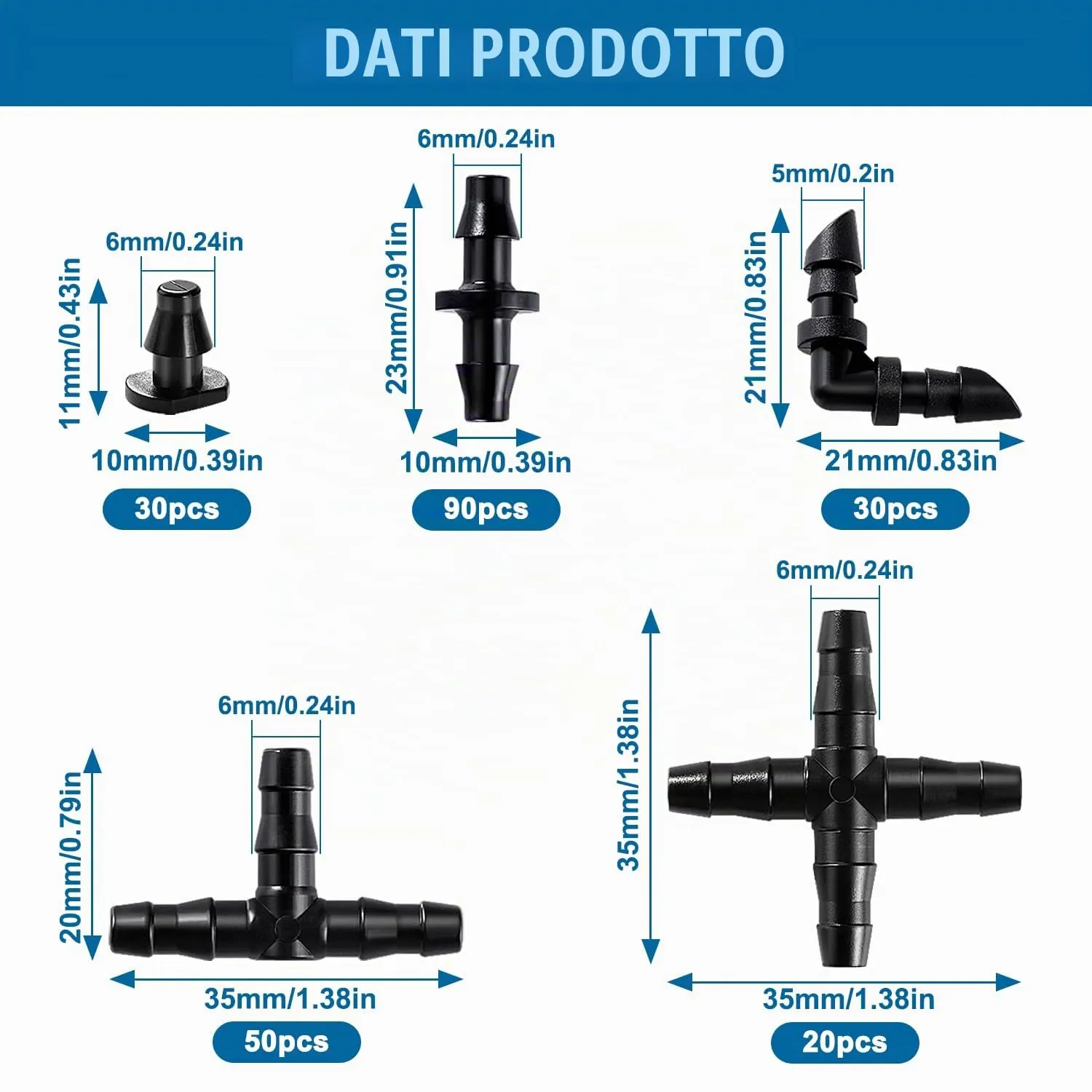 VooGenzek 220 Pezzi Connettori per Tubi Flessibili 4/7mm per Irrigazione a Goccia in Plastica - immagine 2