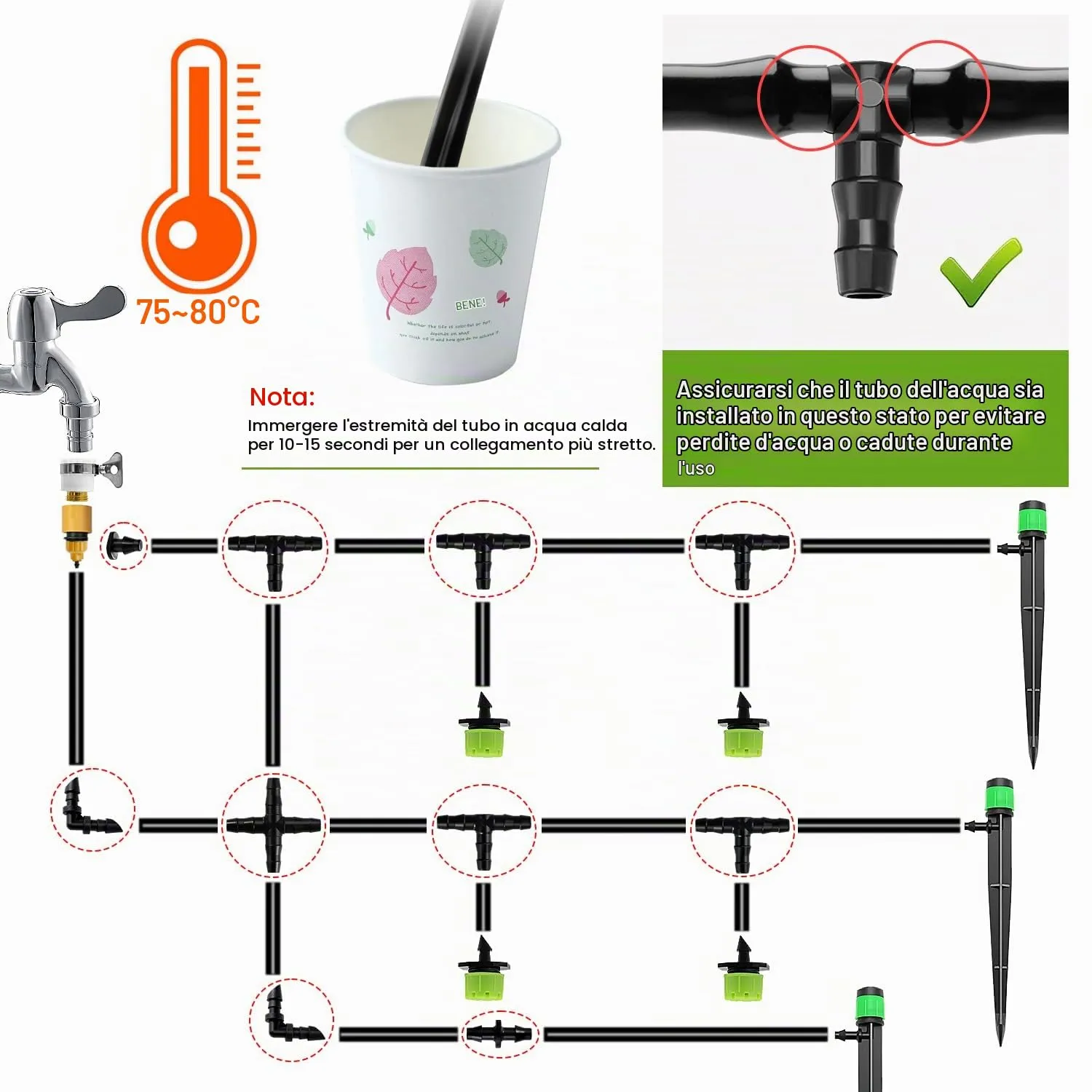 VooGenzek 220 Pezzi Connettori per Tubi Flessibili 4/7mm per Irrigazione a Goccia in Plastica - immagine 4