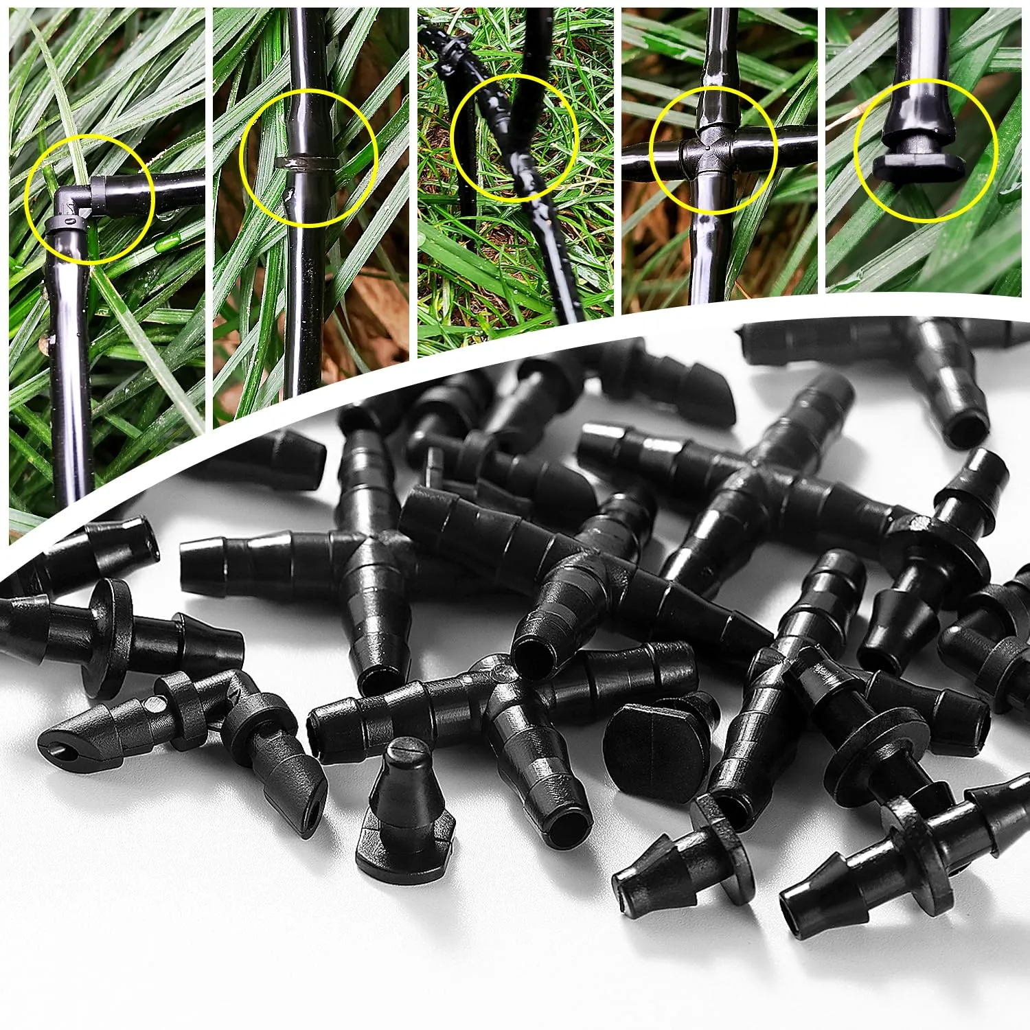 VooGenzek 220 Pezzi Connettori per Tubi Flessibili 4/7mm per Irrigazione a Goccia in Plastica - immagine 5