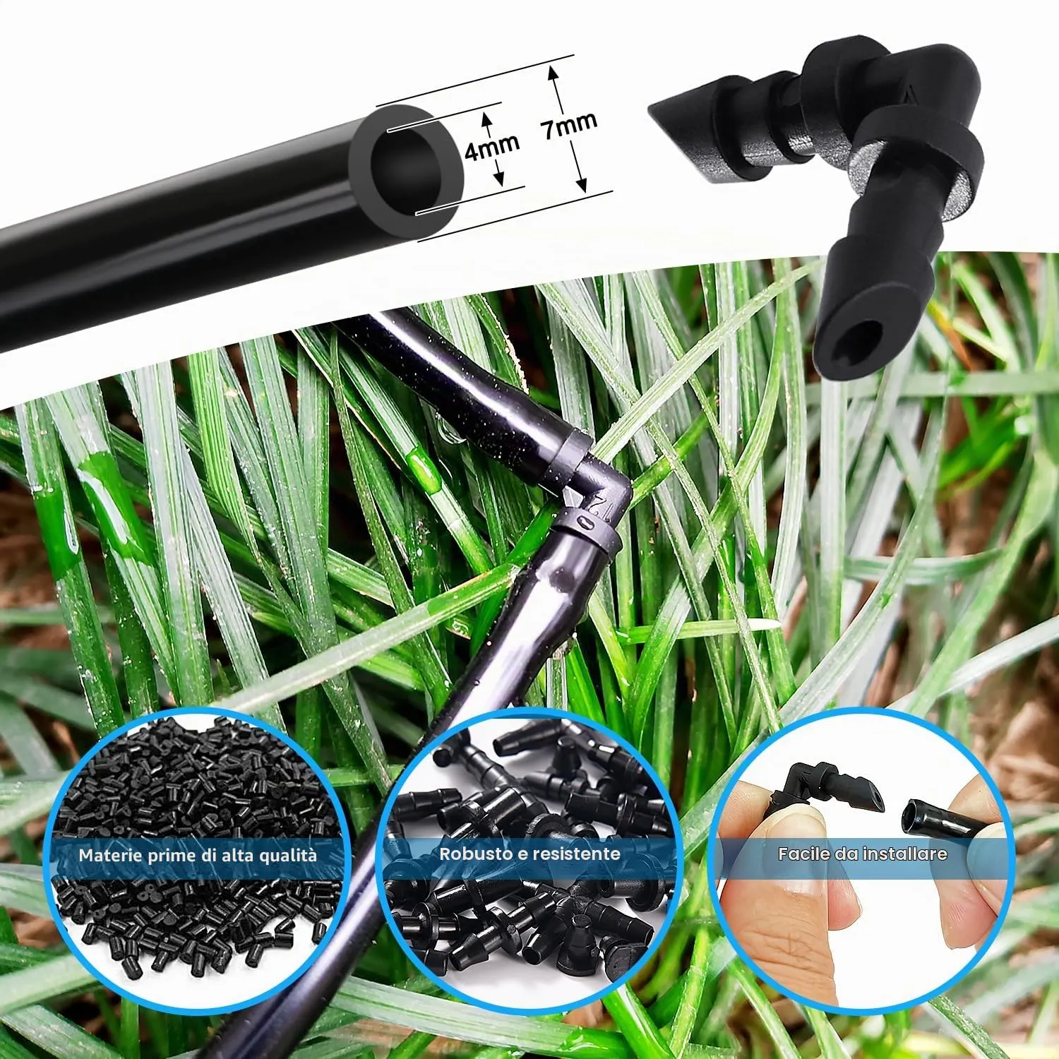 VooGenzek Connettori a Gomito 90° per Tubi Irrigazione a Goccia, 4/7mm, 100 Pezzi - immagine 3