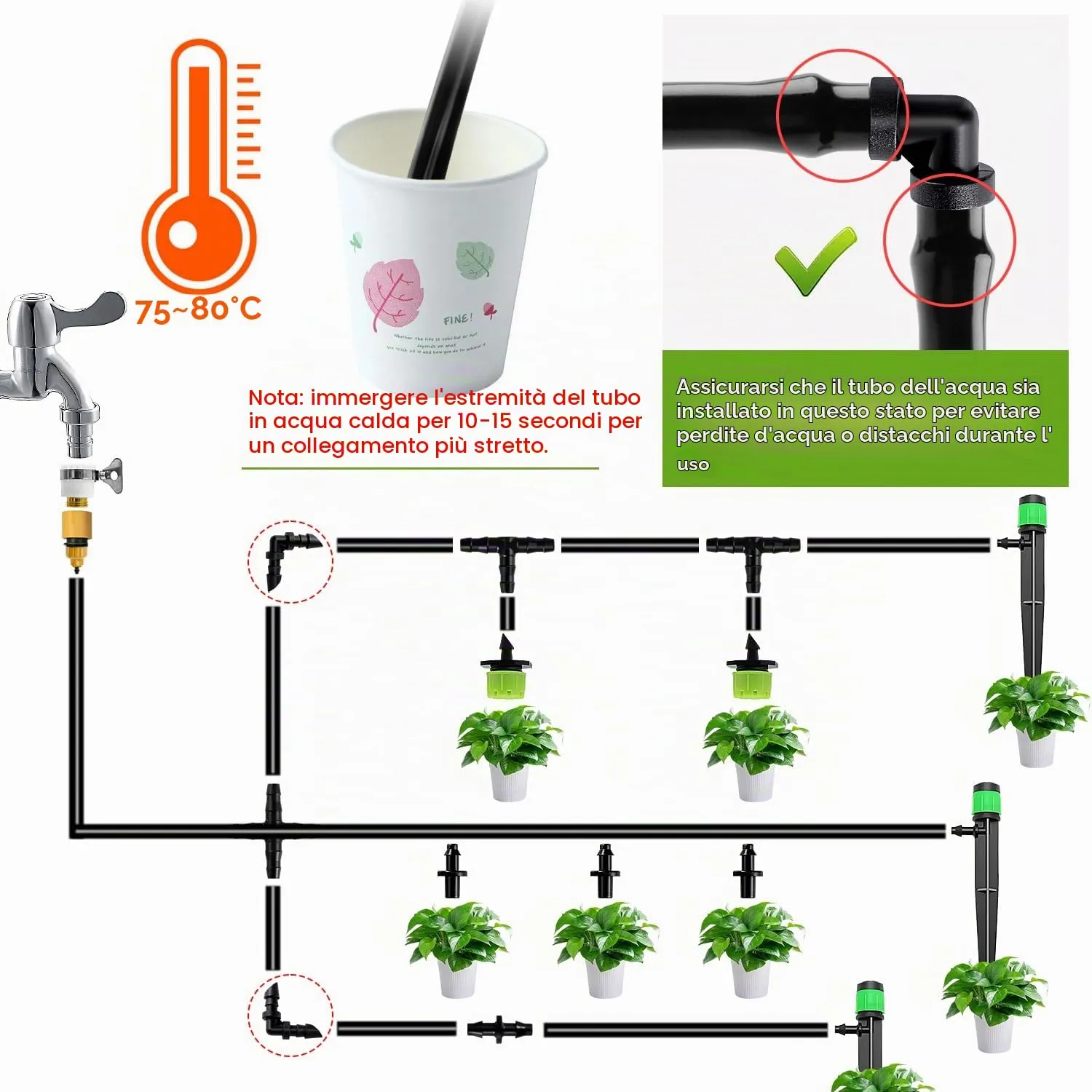 VooGenzek Connettori a Gomito 90° per Tubi Irrigazione a Goccia, 4/7mm, 100 Pezzi - immagine 4