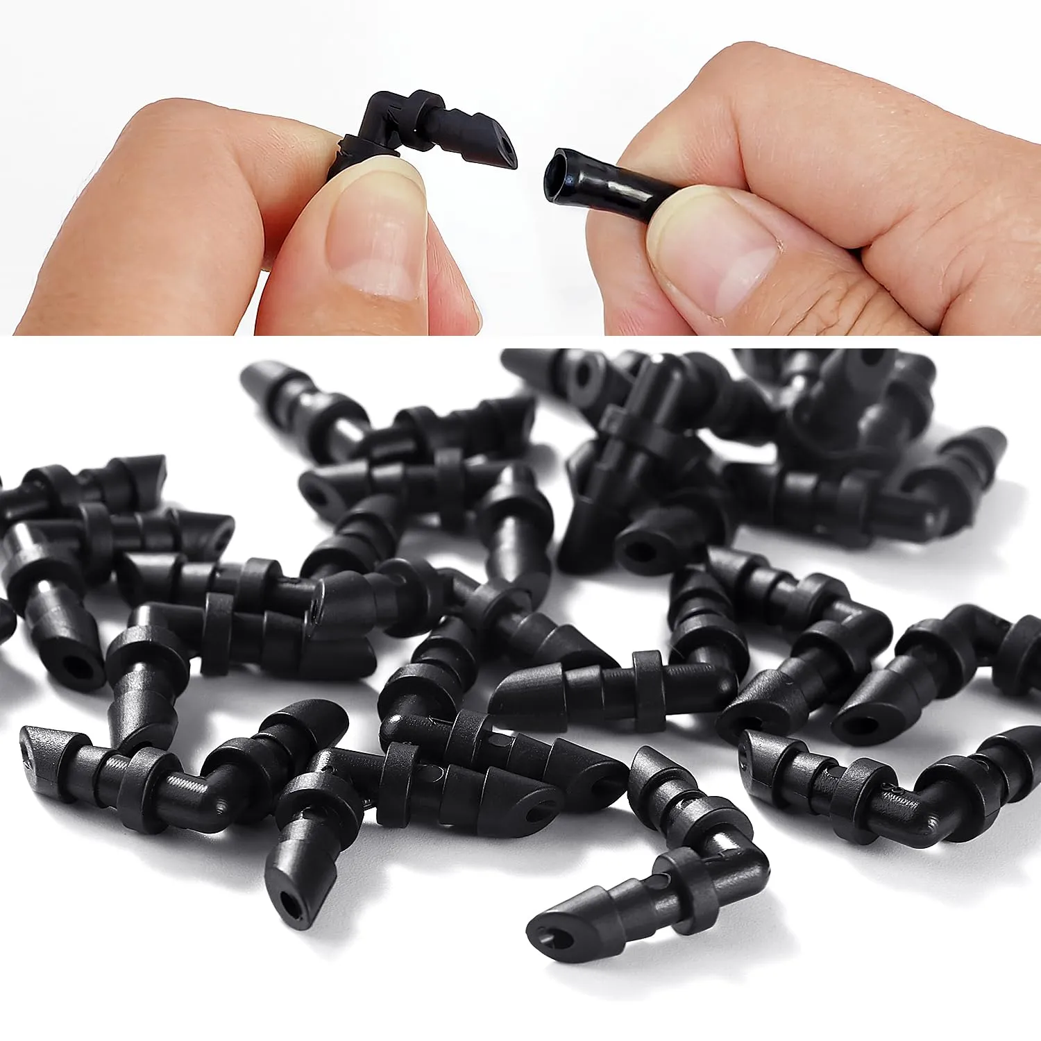 VooGenzek Connettori a Gomito 90° per Tubi Irrigazione a Goccia, 4/7mm, 100 Pezzi - immagine 5