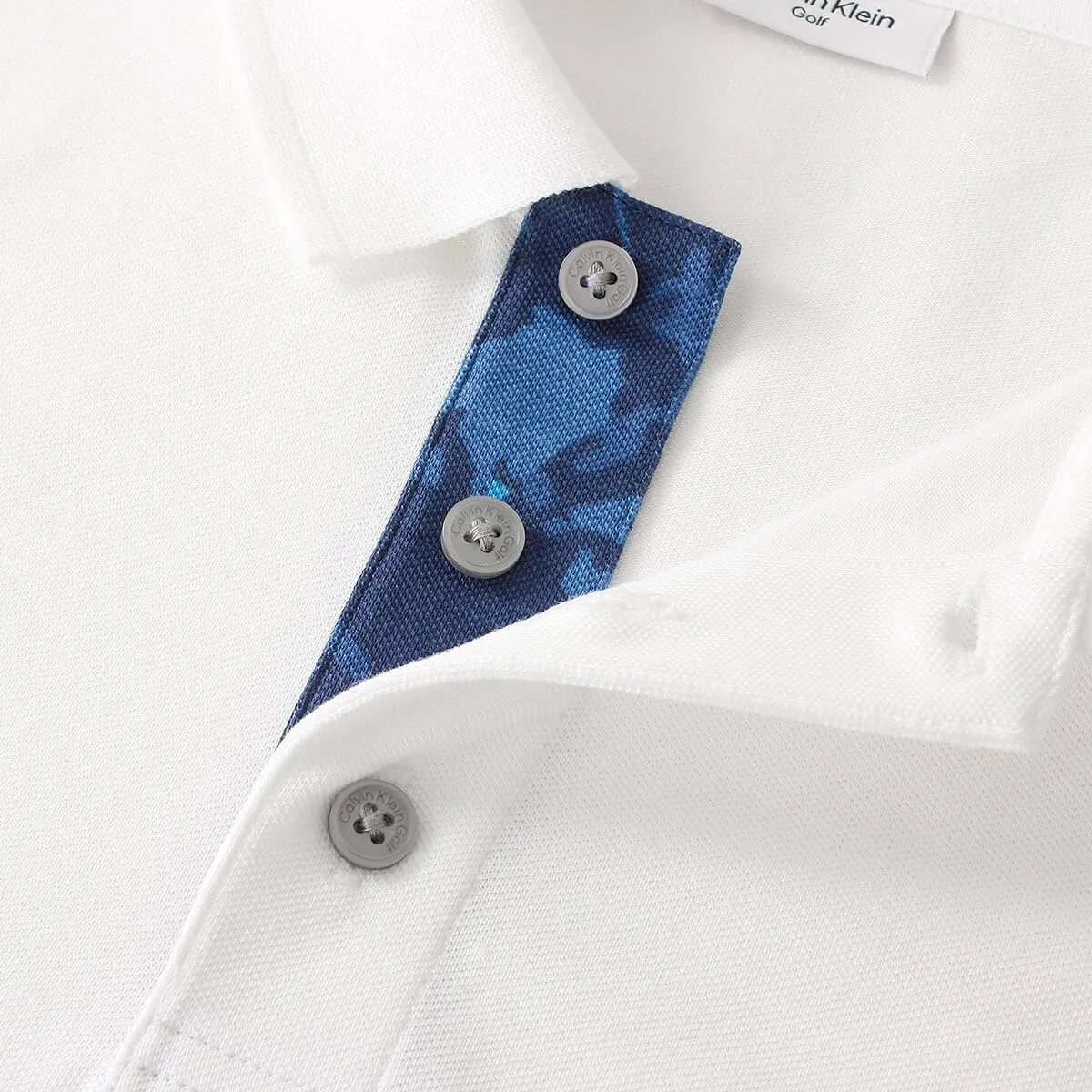Calvin Klein Polo Golf Uomo Campus - Bianco/Blu Mimetico - XL - immagine 6