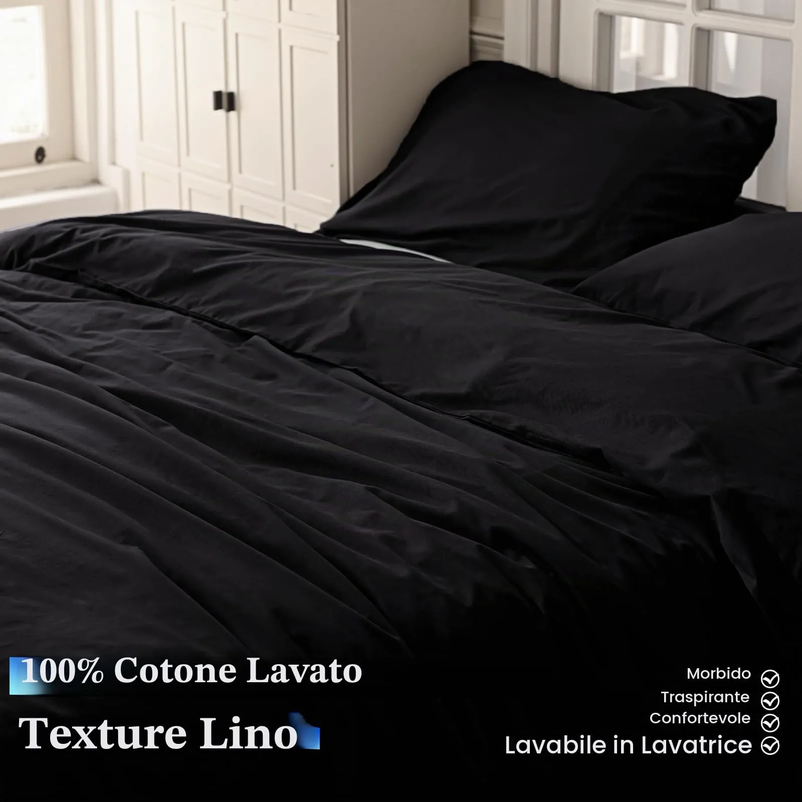 Cotopuro Set Copripiumino Singolo 100% Cotone 135/140x200 con 1 Federa 50x80, Blu - immagine 2
