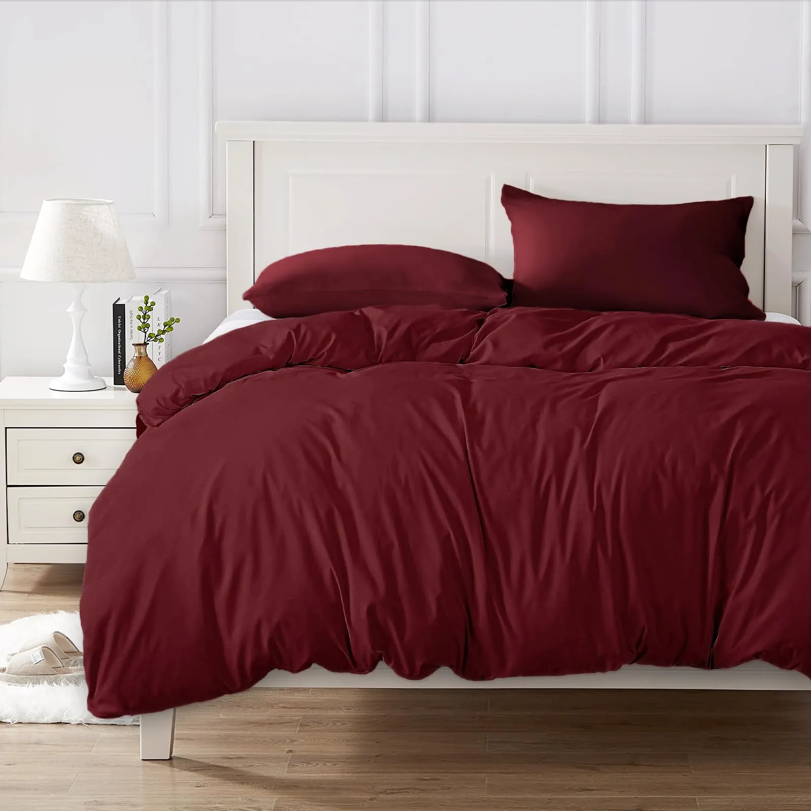 Cotopuro Set Copripiumino Singolo 100% Cotone 155x200 con 1 Federa 50x80 - Bordeaux - immagine 6