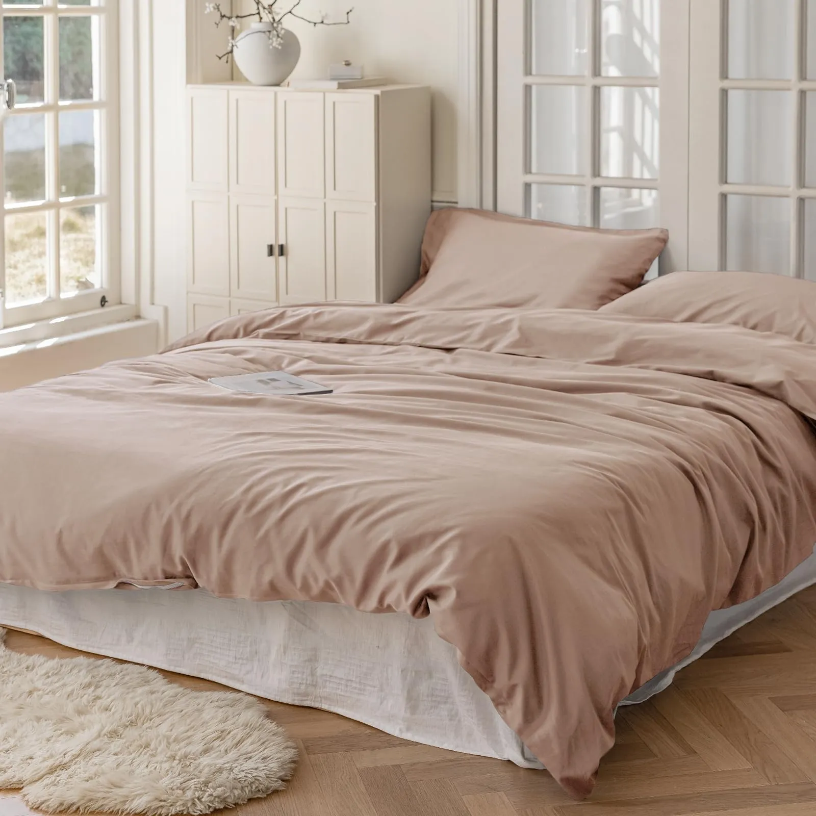 Cotopuro Set Copripiumino Matrimoniale 100% Cotone 240x220 con 2 Federe 50x80, Rosa - immagine 8