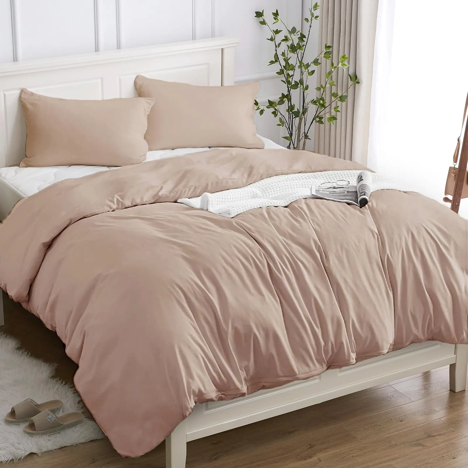 Cotopuro Set Copripiumino Matrimoniale 100% Cotone 260x240 con 2 Federe 50x80 - Rosa - immagine 1