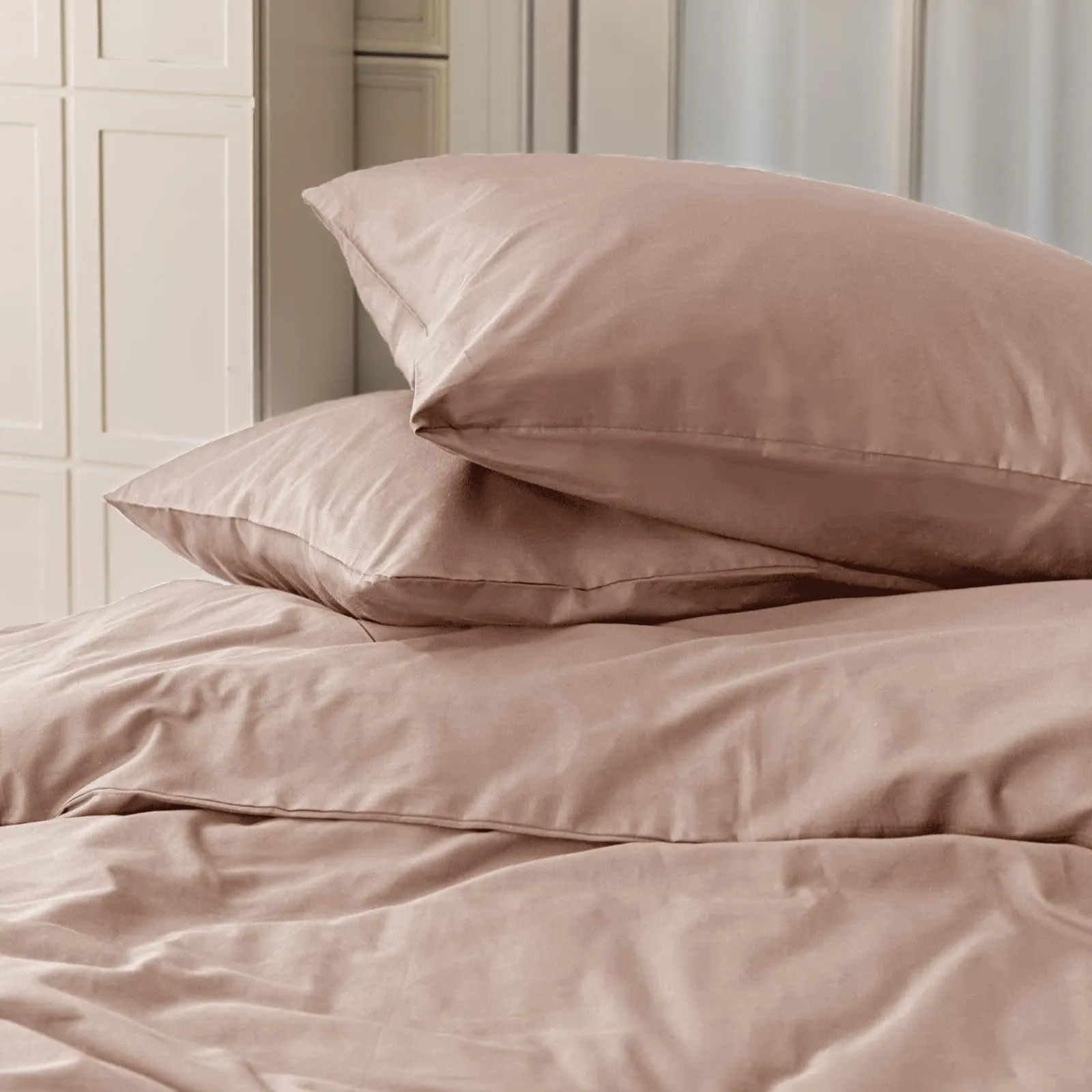 Cotopuro Set Copripiumino Singolo 100% Cotone 155x200 con 1 Federa 50x80 - Rosa - immagine 3