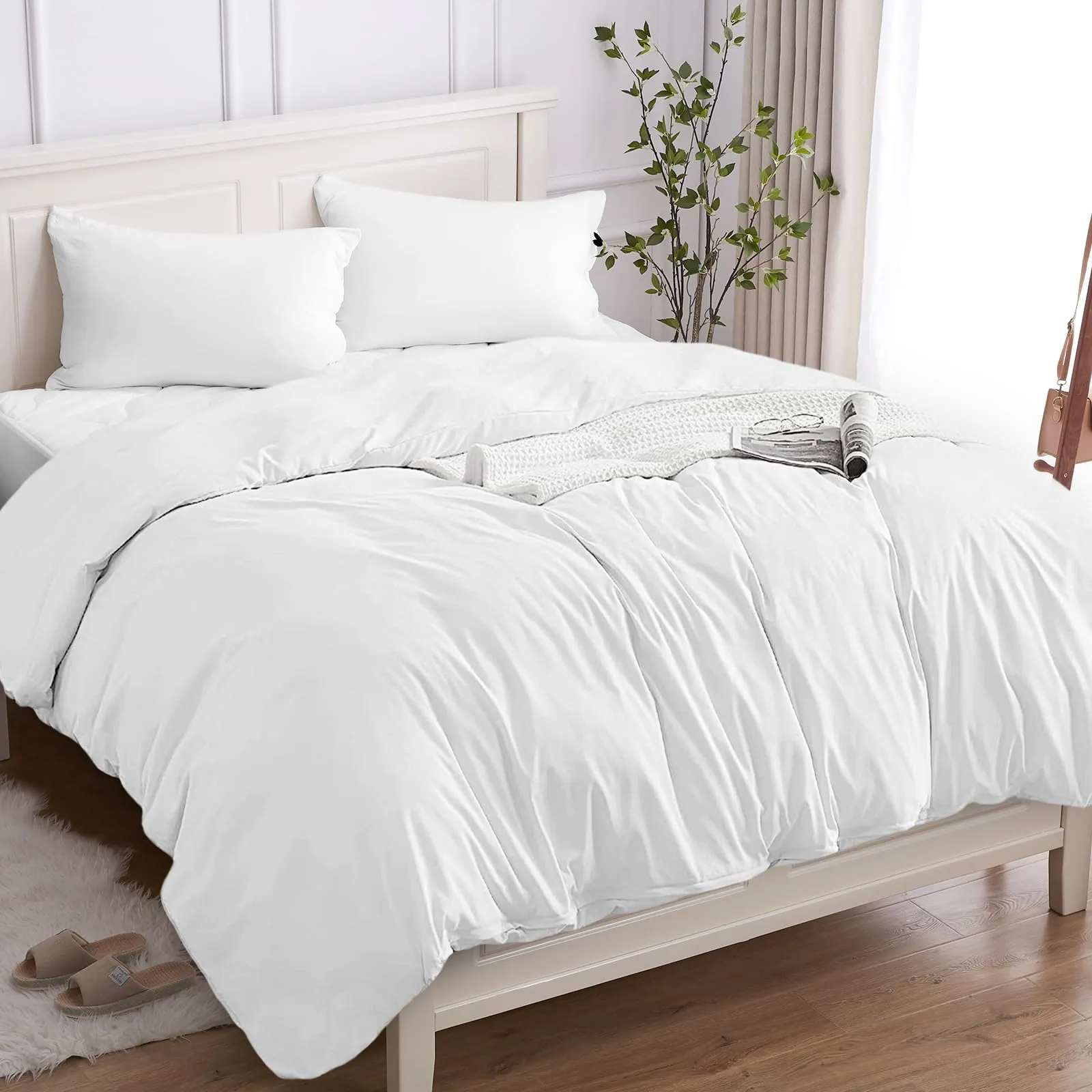 Cotopuro Set Copripiumino Singolo 100% Cotone 140x200 con 1 Federa 50x80 - Bianco - immagine 1
