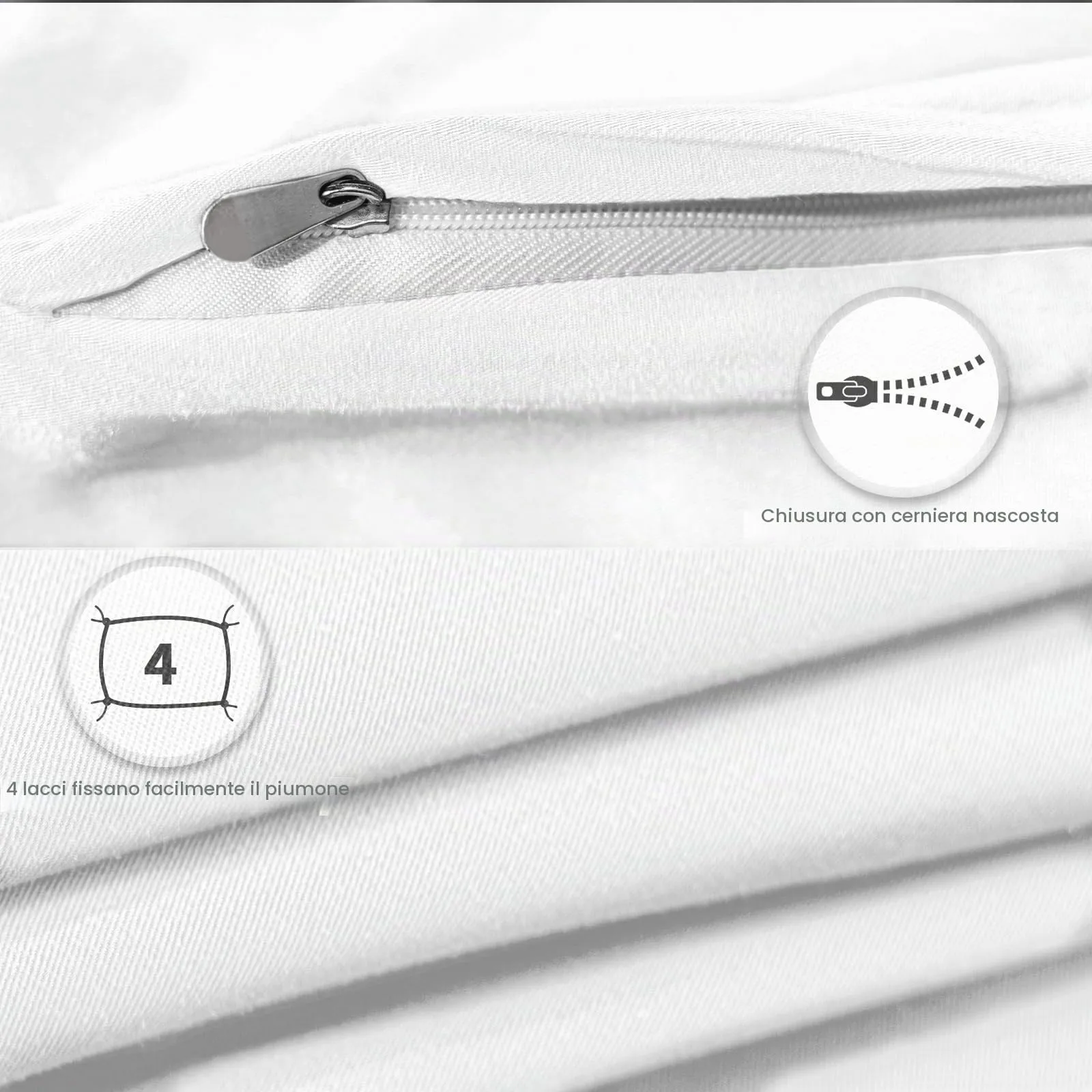 Cotopuro Set Copripiumino Singolo 100% Cotone 140x200 con 1 Federa 50x80 - Bianco - immagine 4