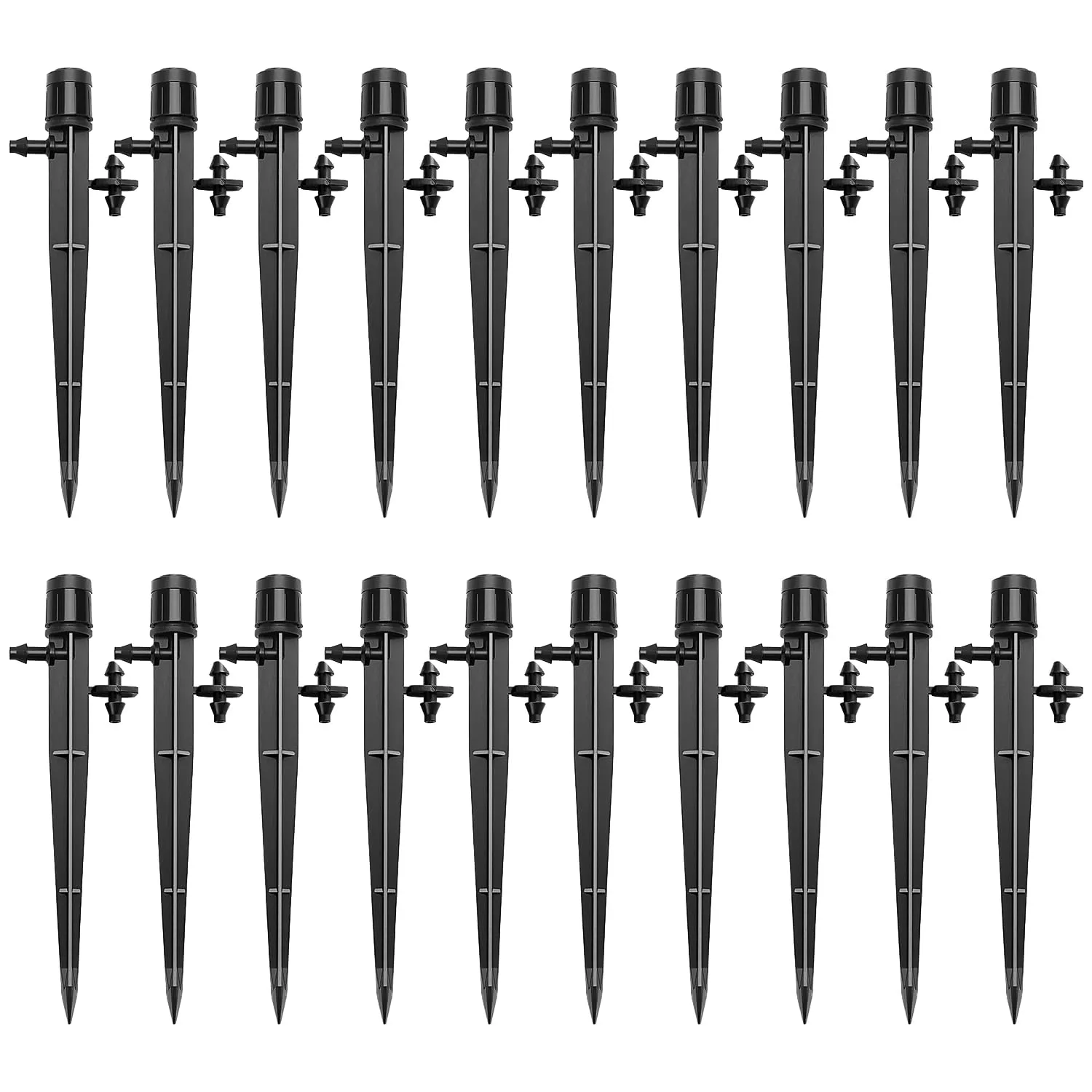 VooGenzek Gocciolatori a Irrigazione Regolabili 360 Gradi per Tubo 4/7 mm, 20 Pezzi, Nero - immagine 1