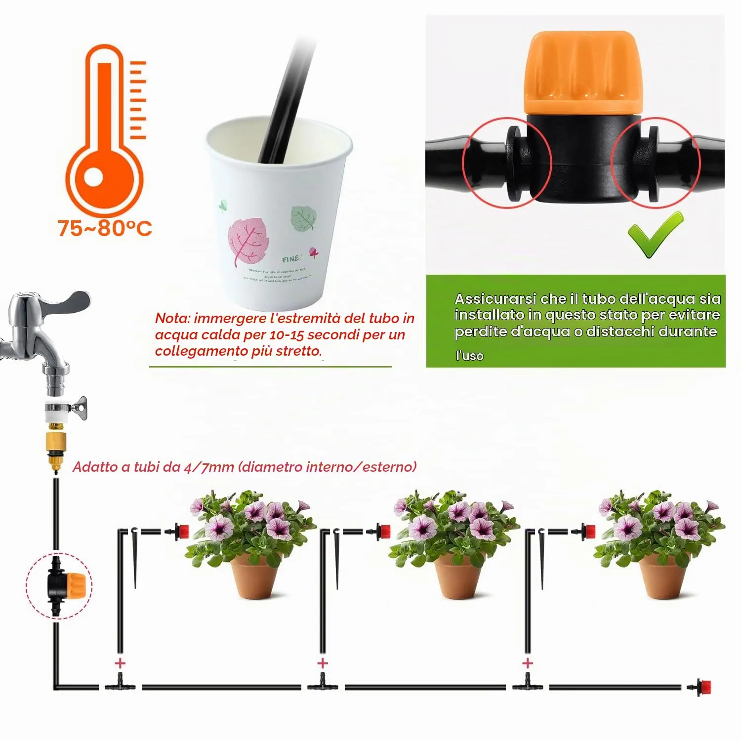VooGenzek Valvole in Linea per Irrigazione a Goccia 4/7 mm, 25 Pezzi - immagine 4