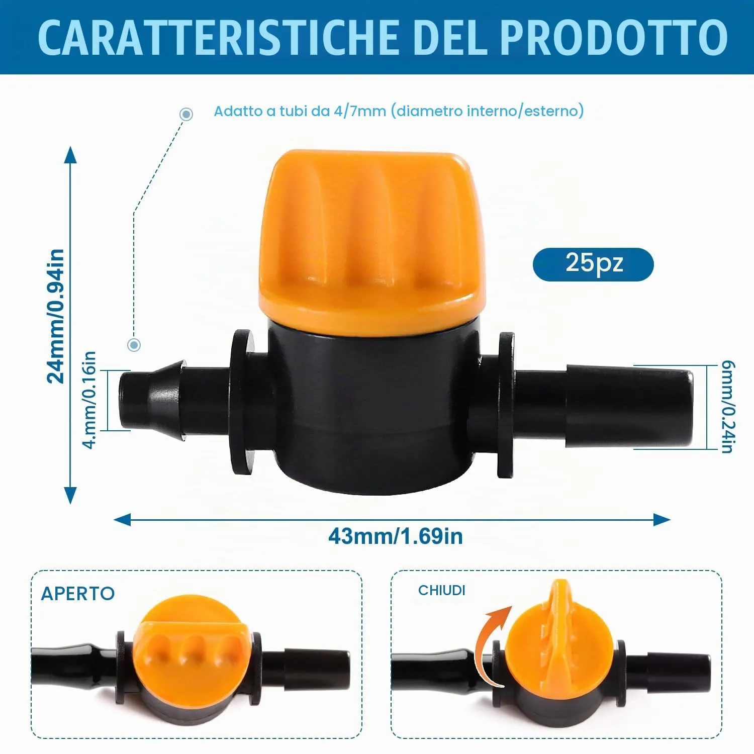 VooGenzek Valvola in Linea per Irrigazione a Goccia, 4/7 mm, 25 Pezzi - immagine 2