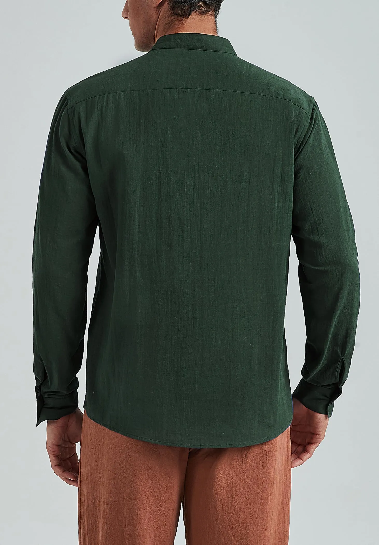 Enlision Camicia Medievale da Pirata in Lino e Cotone Stringata Army Green 2XL - immagine 4