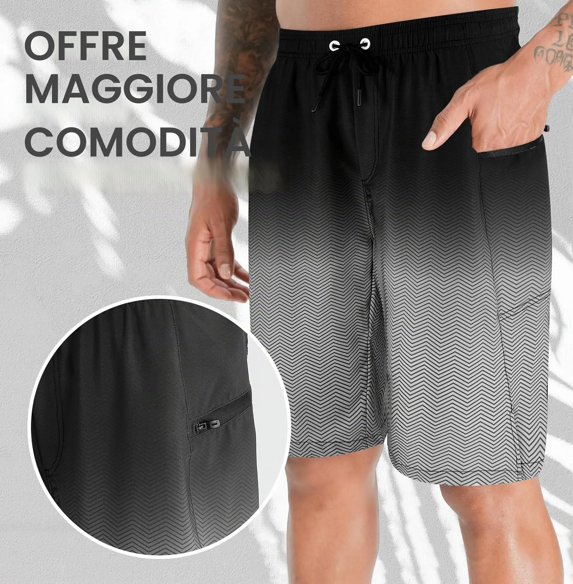 APTRO Pantaloncini da Bagno Uomo Stampa Hawaiana Asciugatura Rapida MK352 - Dissolvenza Nera, M - immagine 3