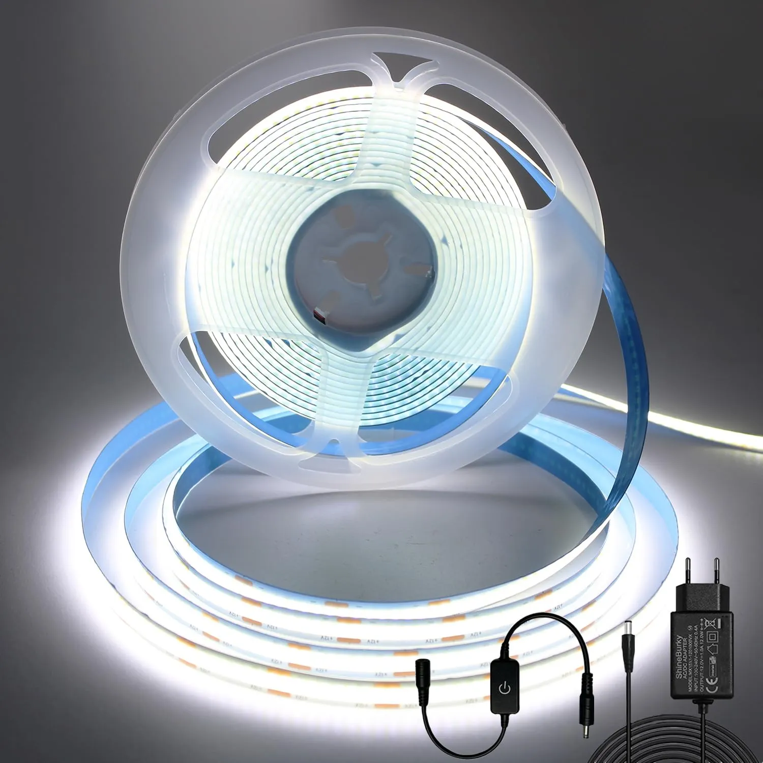 ShineBurky Striscia LED COB 5m 12V Bianco Freddo Flessibile - immagine 1