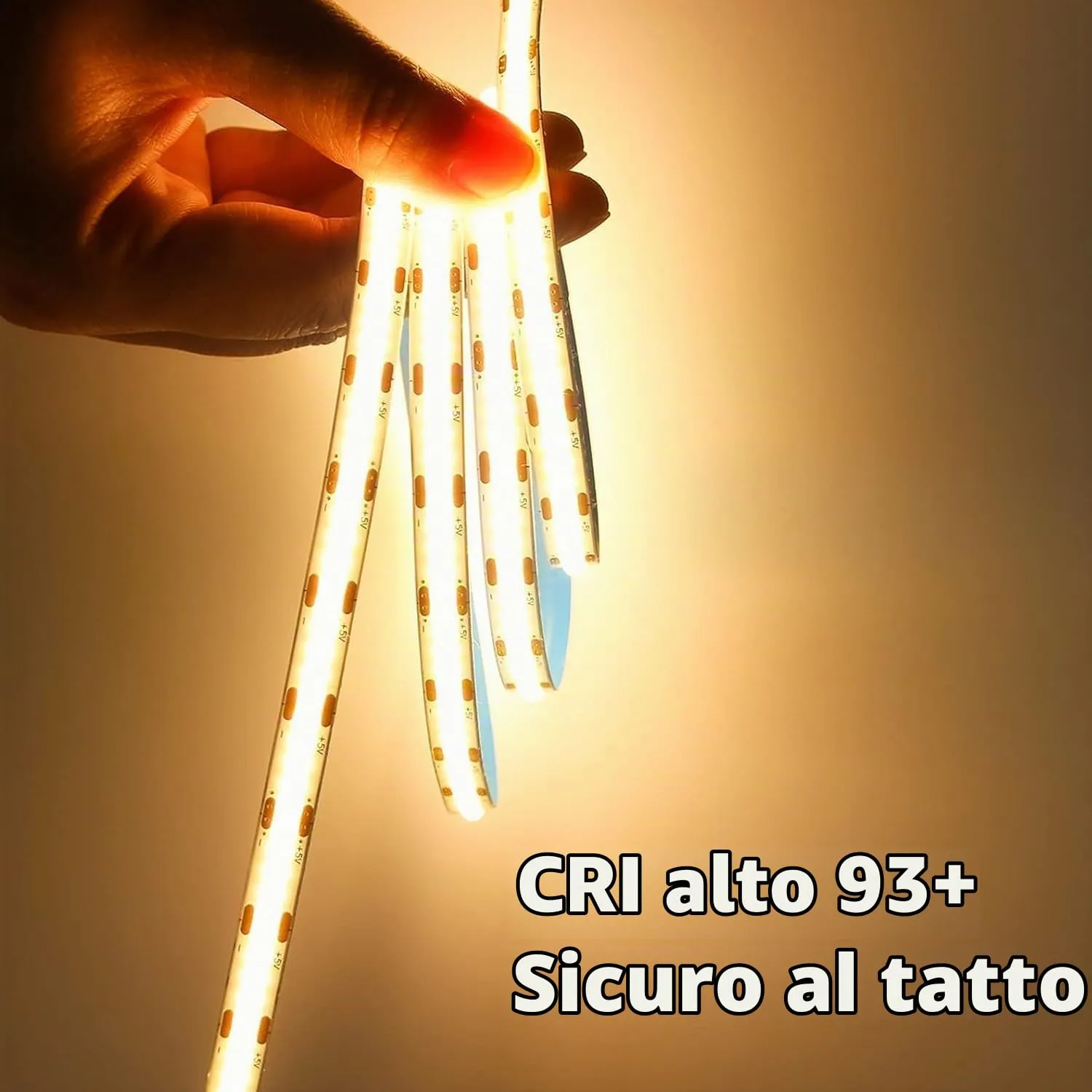 ShineBurky Striscia LED COB 10m 24V Bianco Caldo Flessibile - immagine 4