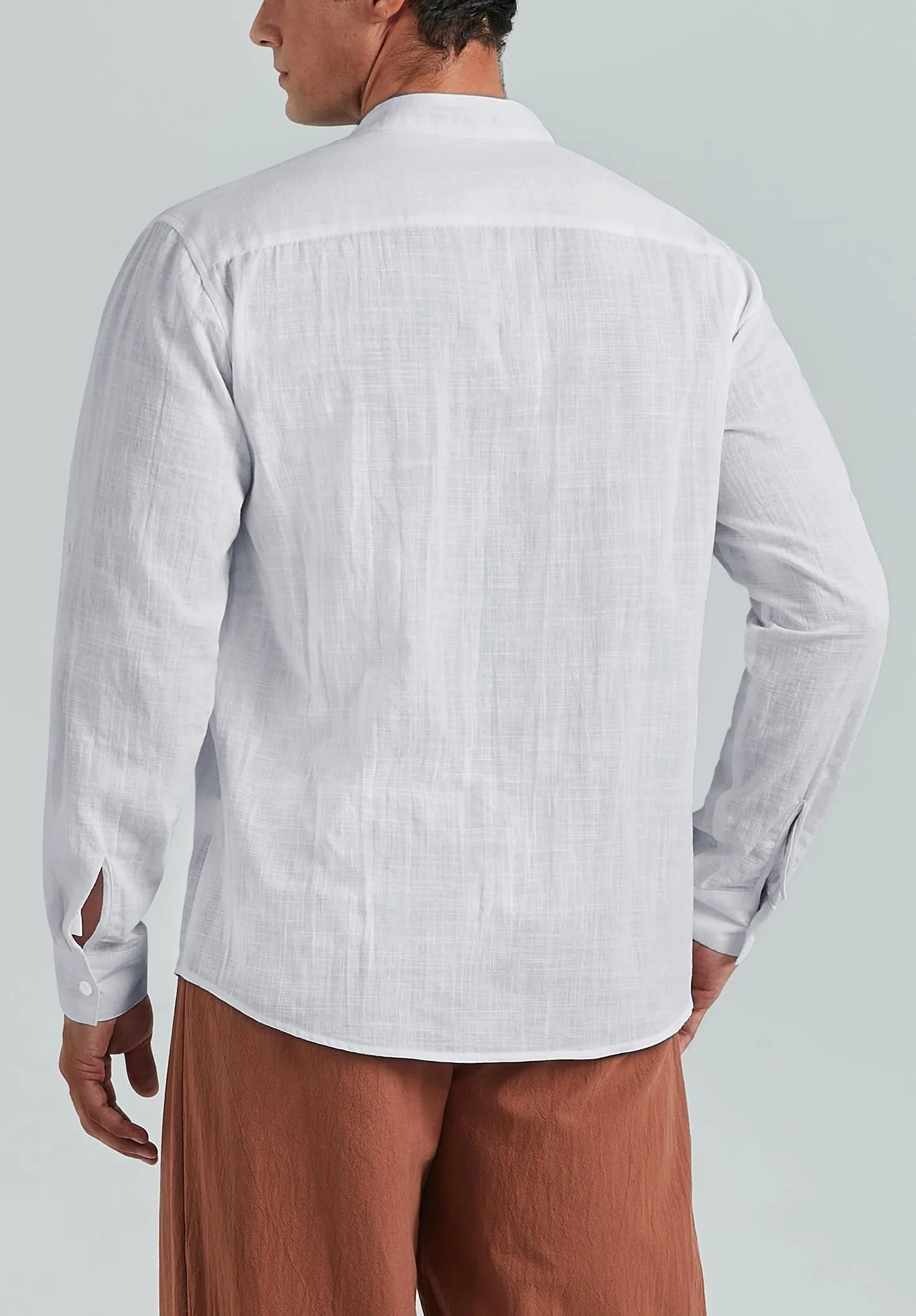 Enlision Camicia da Uomo in Cotone e Lino Stile Medievale Rinascimentale Manica Lunga Bianco 3XL - immagine 2