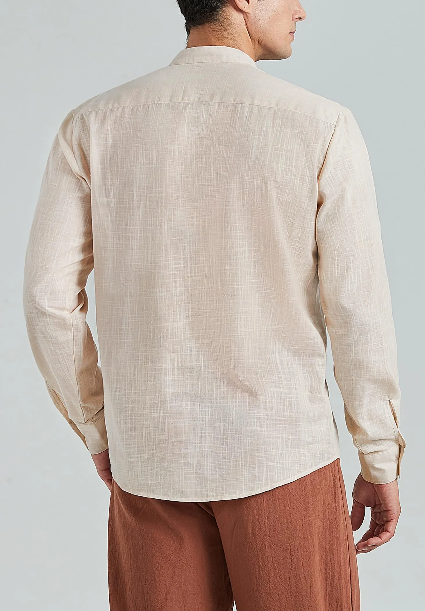 Enlision Camicia Medievale da Pirata in Lino e Cotone Stringata Cachi 2XL - immagine 4