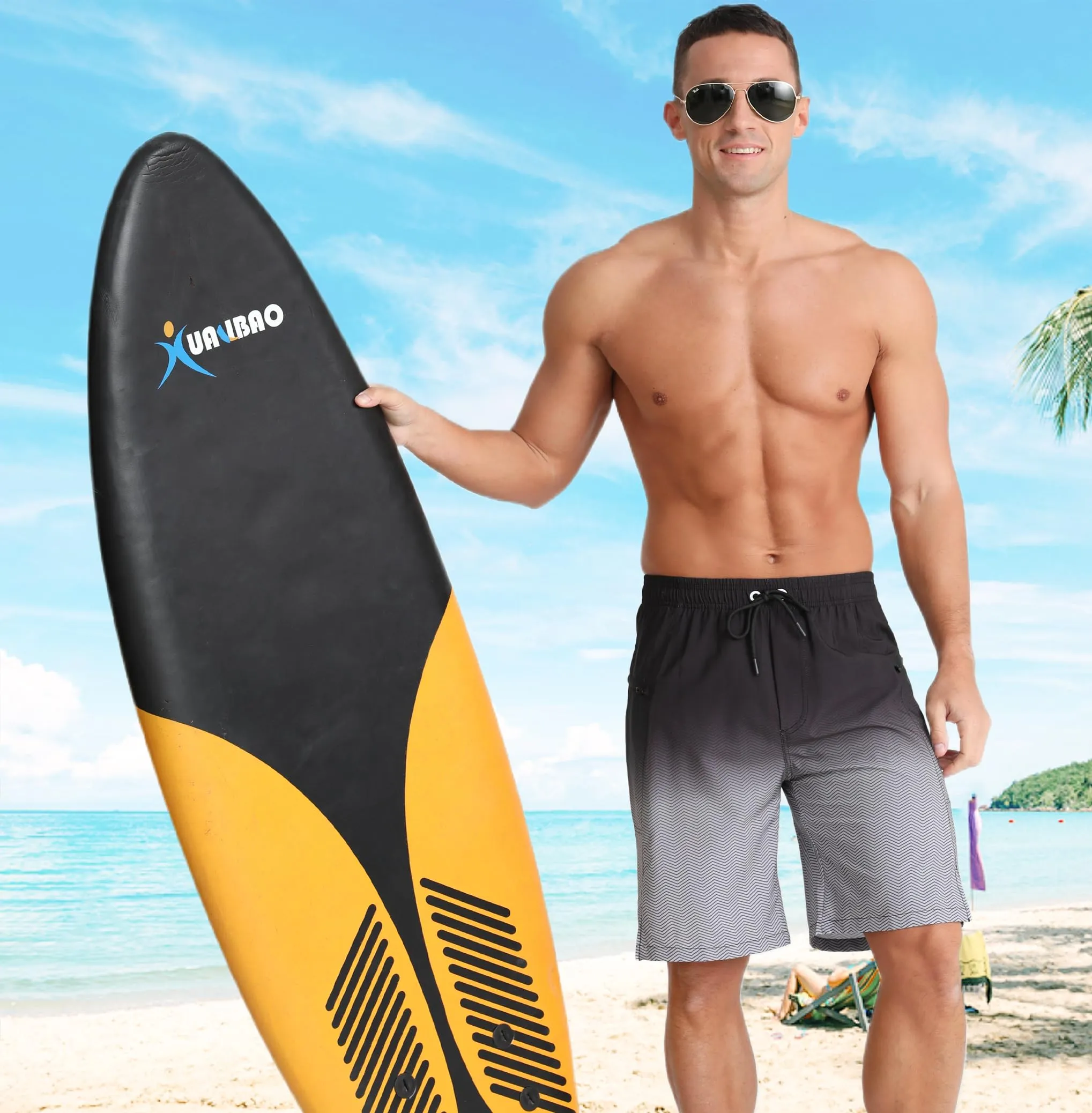 APTRO Pantaloncini da Bagno Uomo Stampa Hawaiana MK352 Dissolvenza Nera XXL - immagine 2