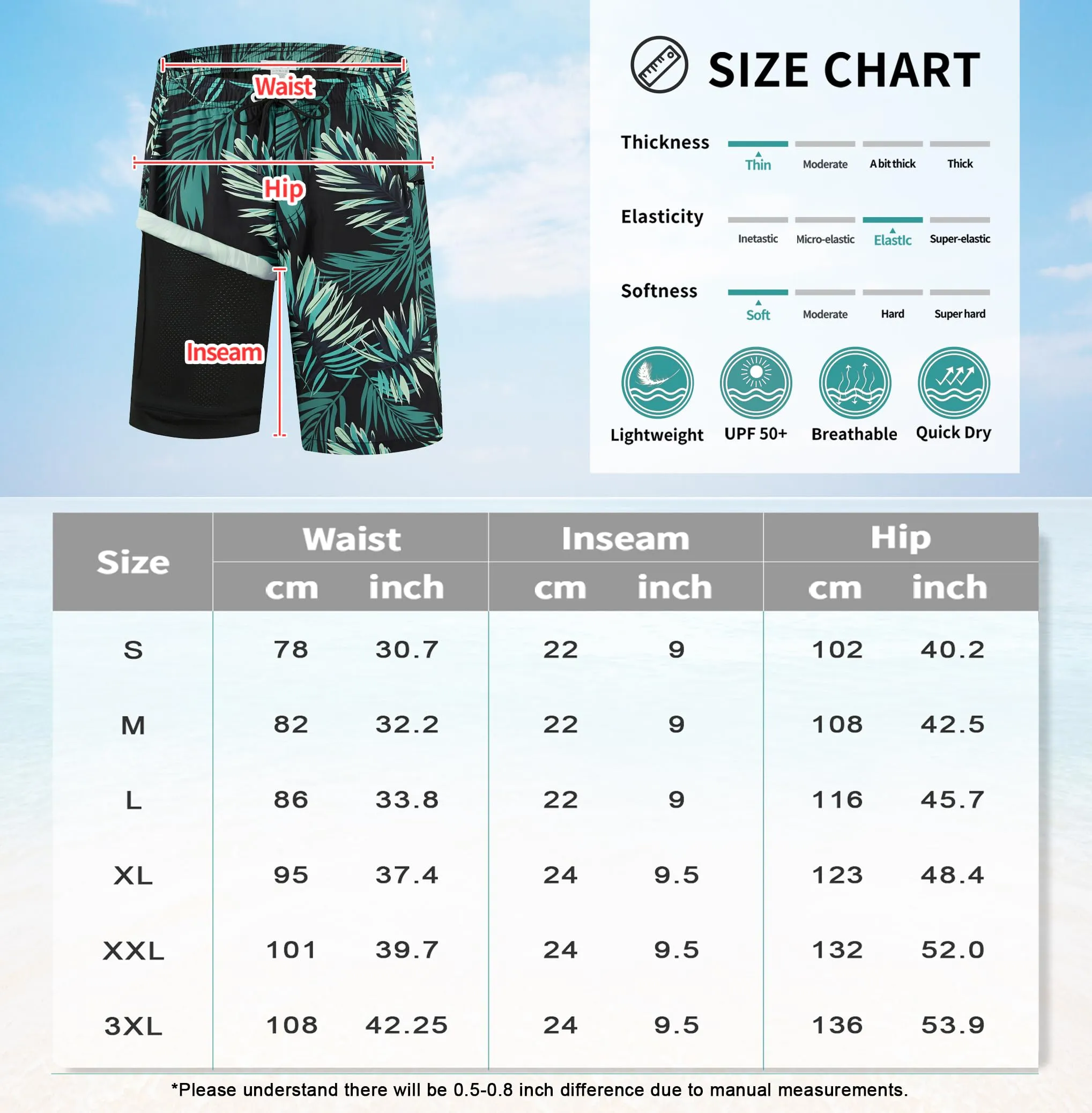 APTRO Pantaloncini da Bagno Uomo Stampa Hawaiana Foglia Nera MK354 XXL - immagine 6