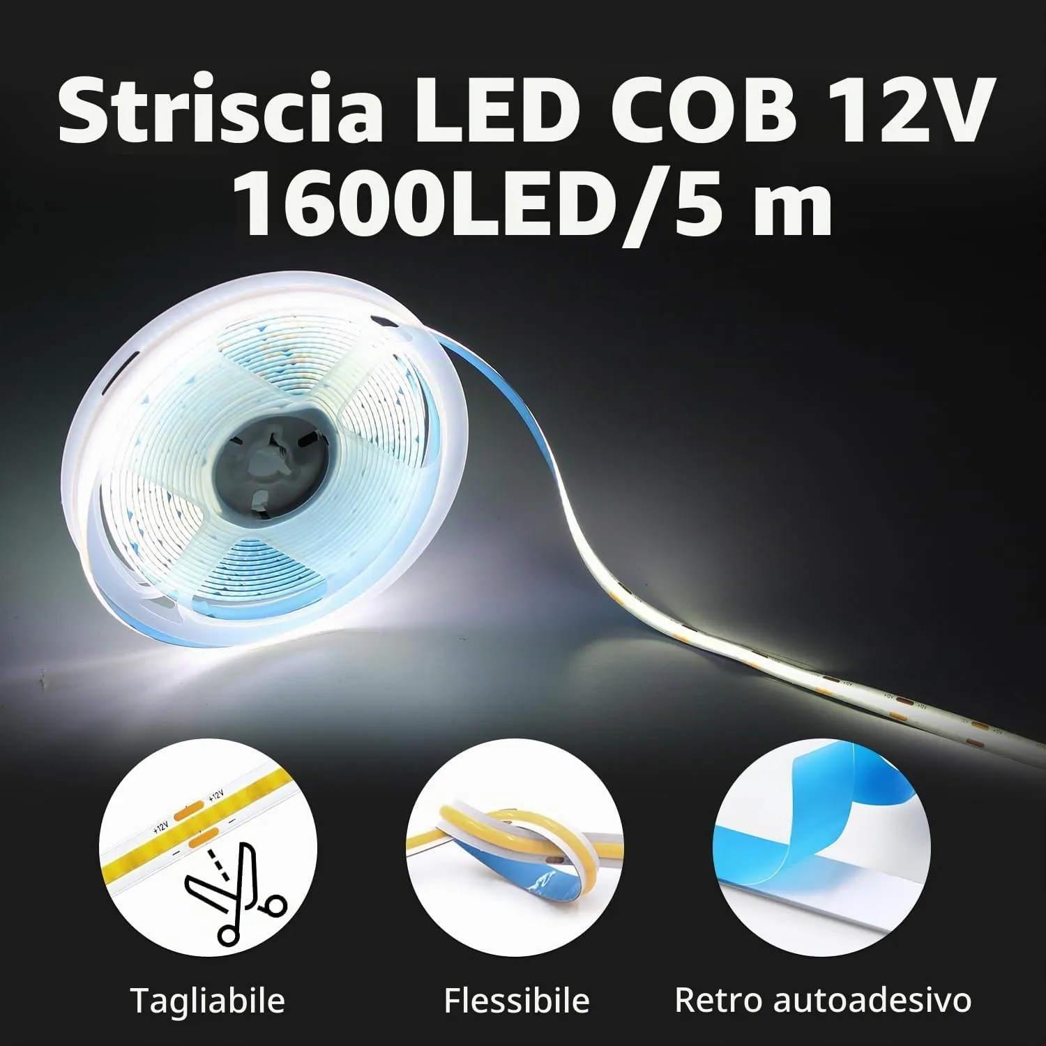 ShineBurky Striscia LED COB 10 Metri Bianco Freddo 24V CRI93+ - immagine 4