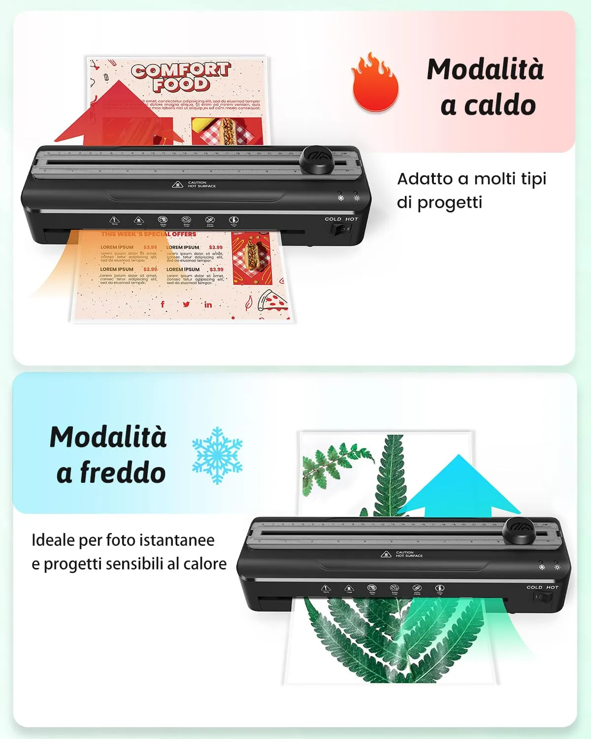 MAXDONE Plastificatrice A4 con 20 Pellicole di Laminazione Formato A4 A5 A6 - immagine 5