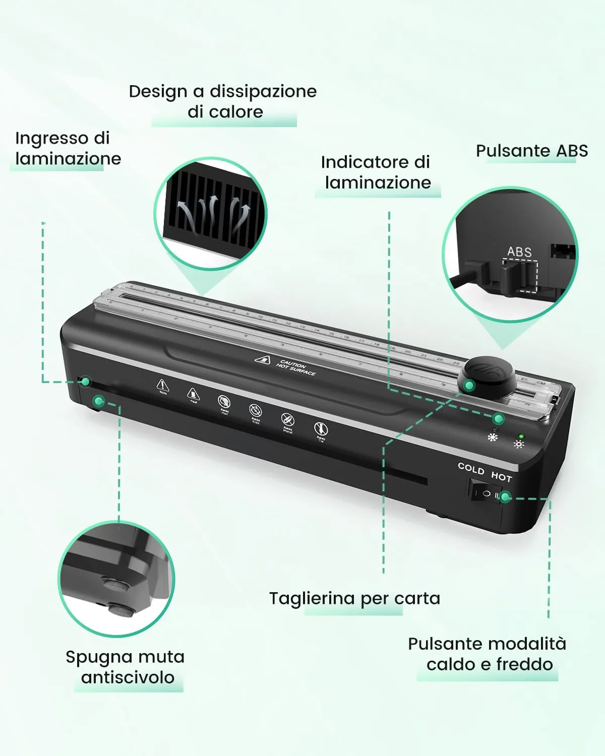MAXDONE Plastificatrice A4 con 20 Pellicole di Laminazione Formato A4 A5 A6 - immagine 9