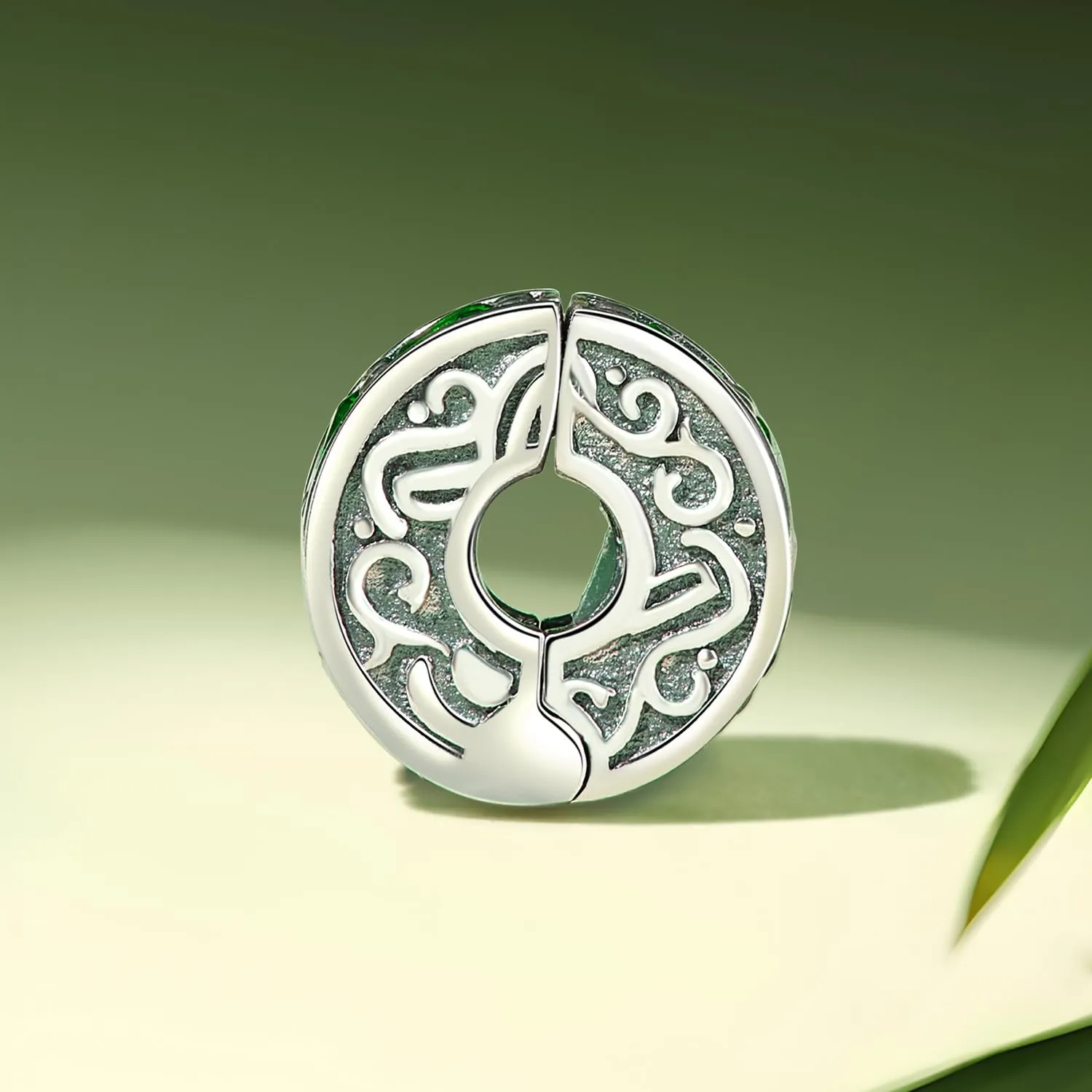 NINGAN 925 Argento Sterling Clip Charm Perline di Smeraldo per Braccialetti da Donna - immagine 3