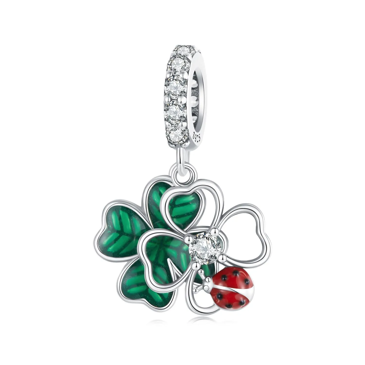 NINGAN Ciondolo in Argento 925 con Goccia Verde e Perline - immagine 1
