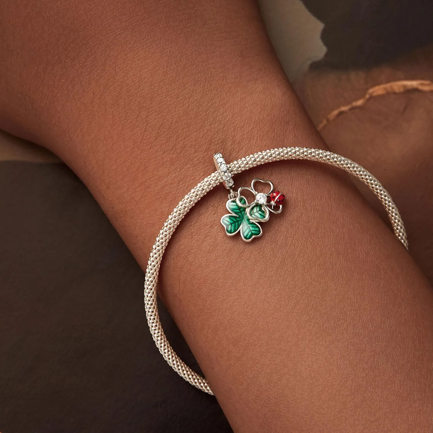NINGAN Ciondolo in Argento 925 con Goccia Verde e Perline - immagine 7