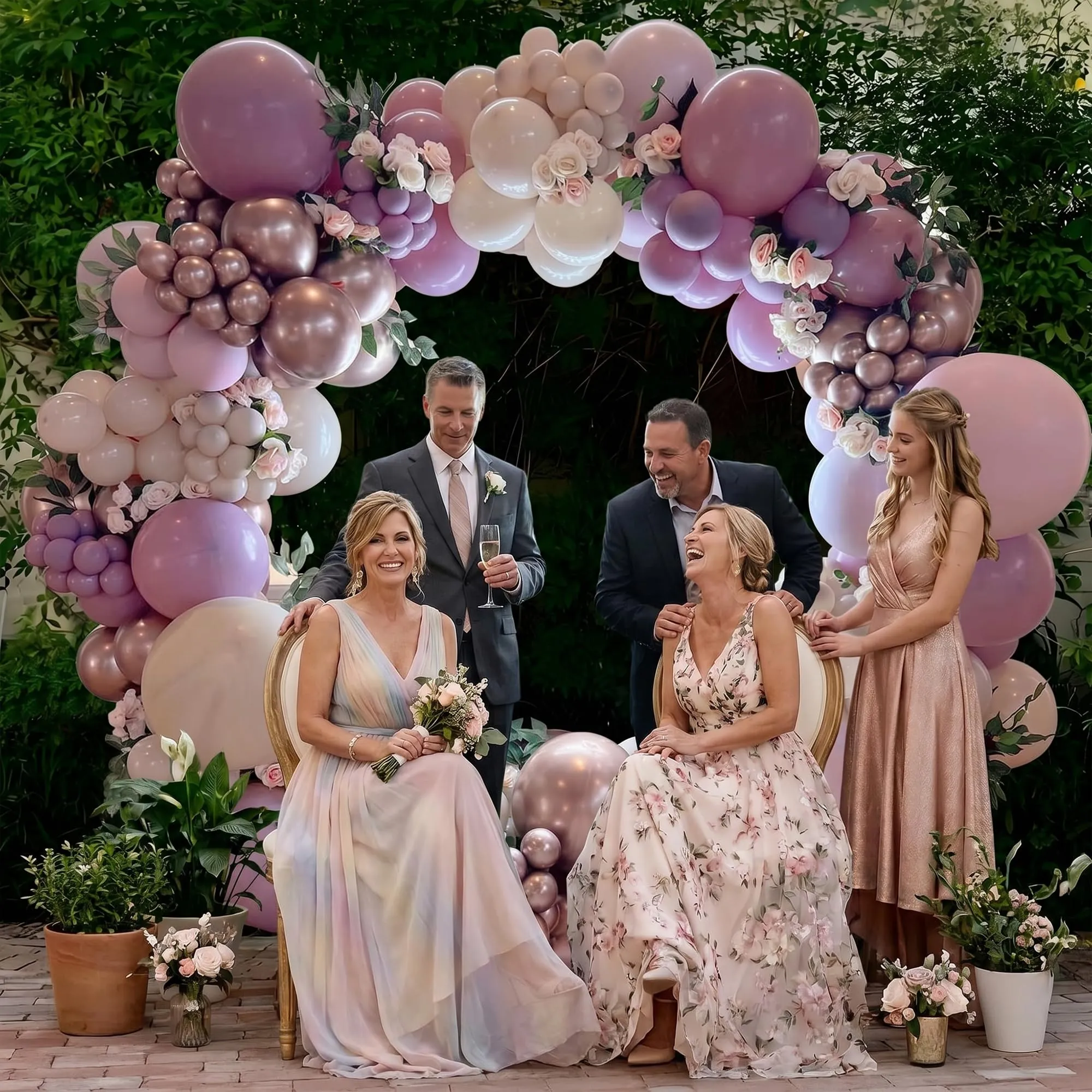 Frigg Kit Arco di Palloncini Viola, Rosa, Bianco Sabbia e Oro Rosa - immagine 8