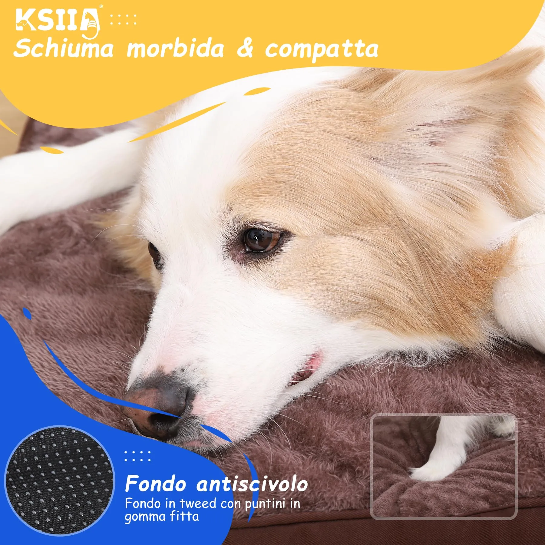 KSIIA Cuccia Cane Interno Taglia Grande, Cuscino Cane XL, 104x68x8cm, Marrone - immagine 6