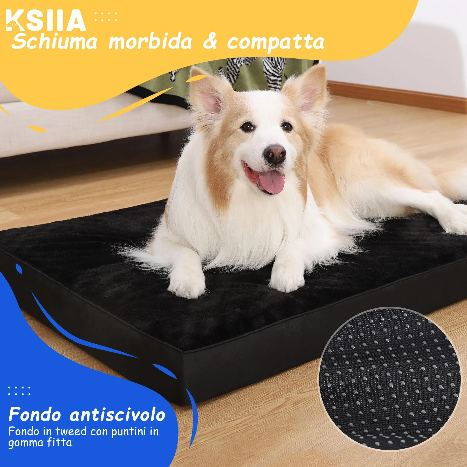 KSIIA Cuccia Cane Interno Taglia Grande, 119x73x9cm, Nero - immagine 4