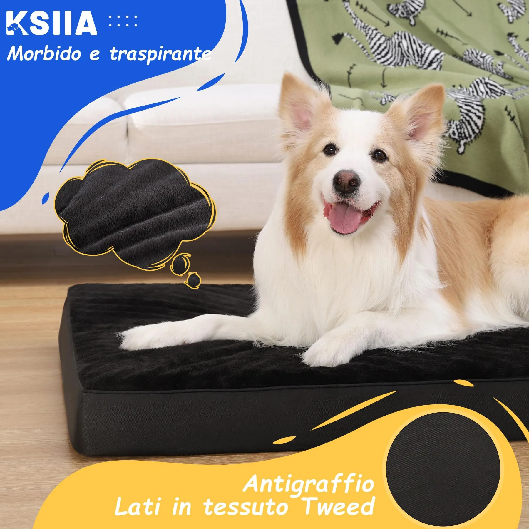 KSIIA Cuccia Cane Interno, 88x55x7cm, Nero - immagine 3
