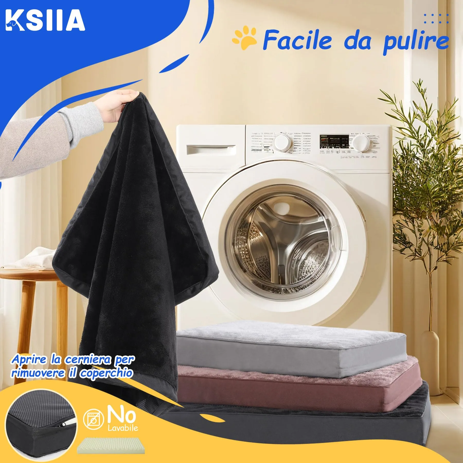 KSIIA Cuccia Cane Interno, 88x55x7cm, Nero - immagine 5
