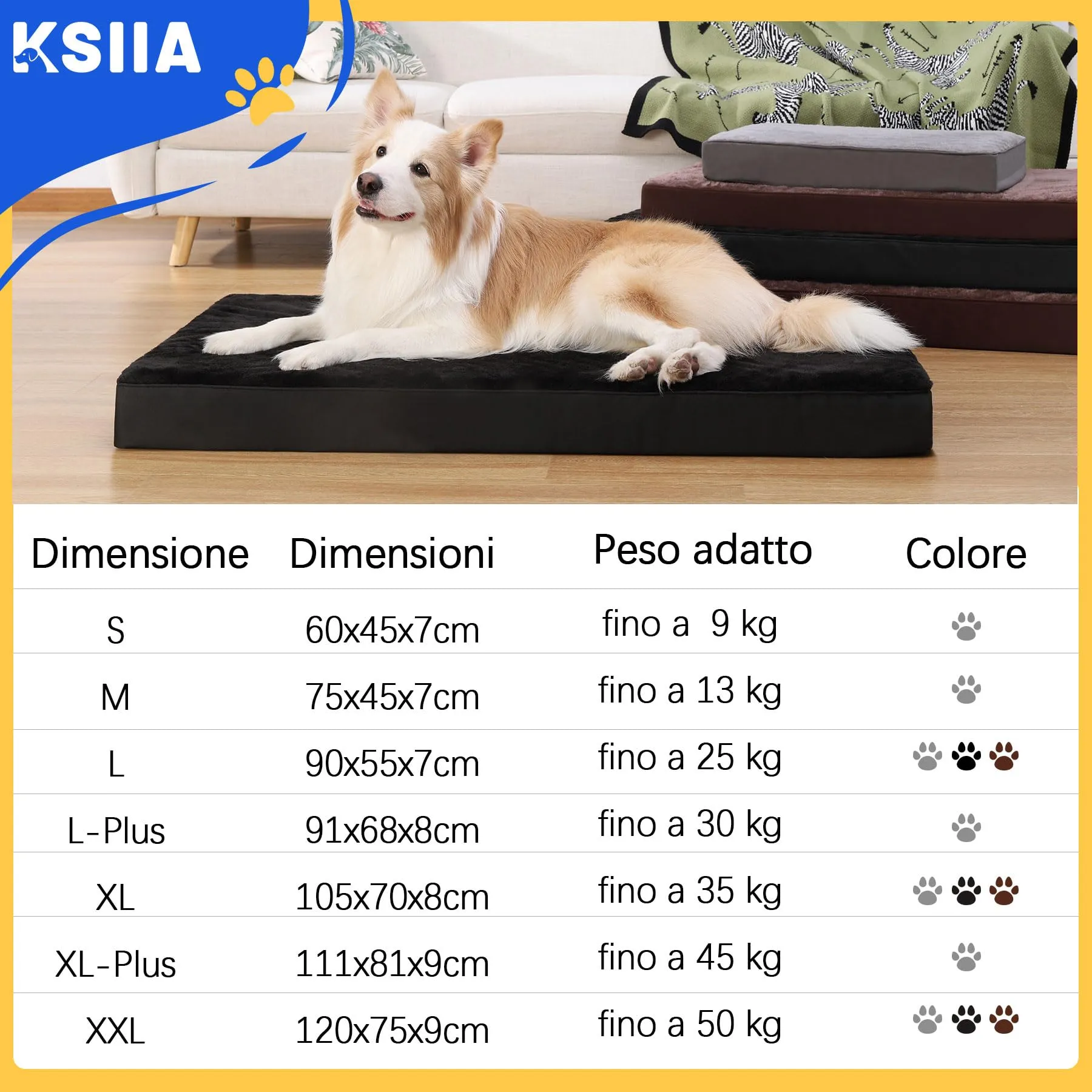 KSIIA Cuccia Cane Interno, 88x55x7cm, Nero - immagine 6