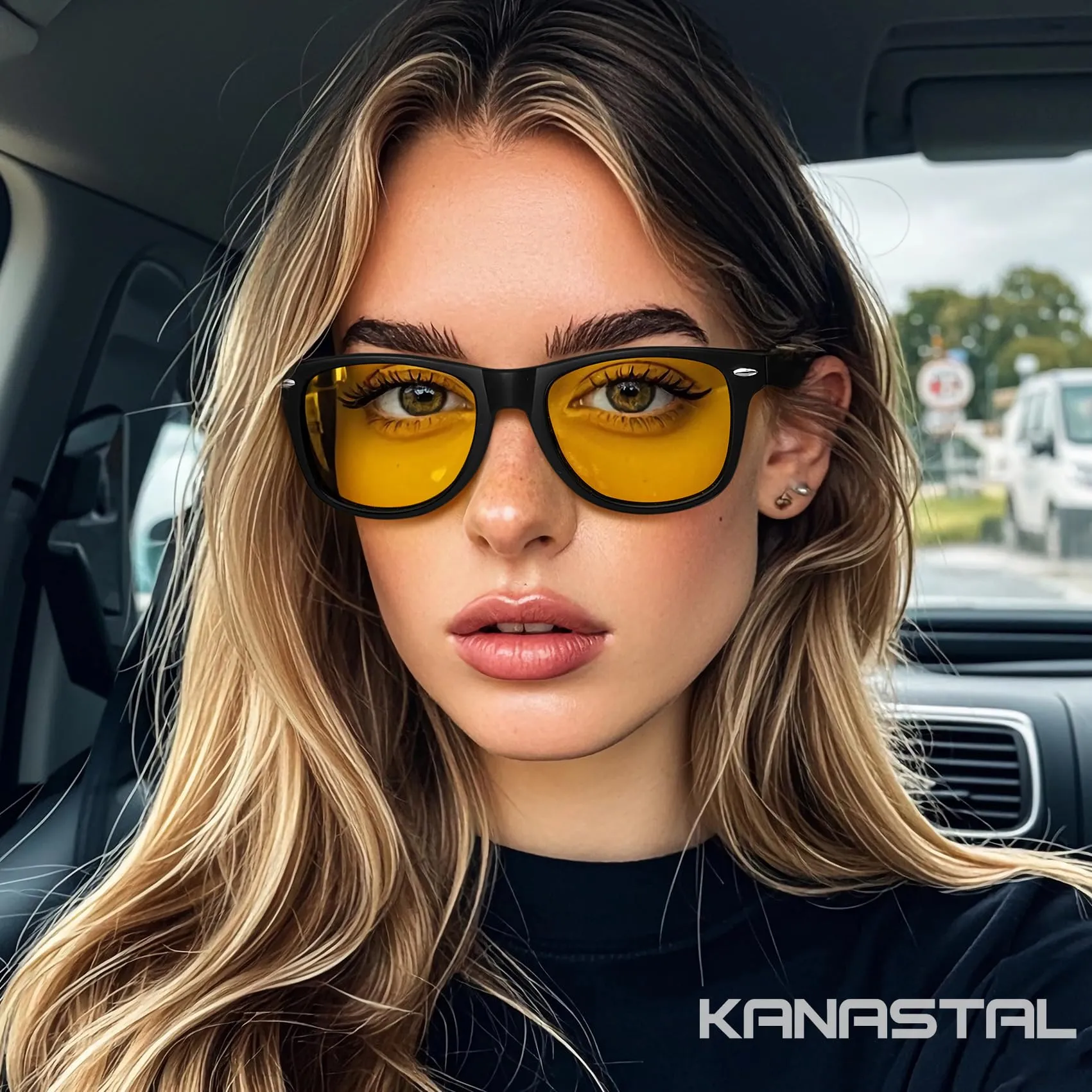 KANASTAL Occhiali da Sole Polarizzati UV400 Gialle Neri per Uomo e Donna - immagine 3