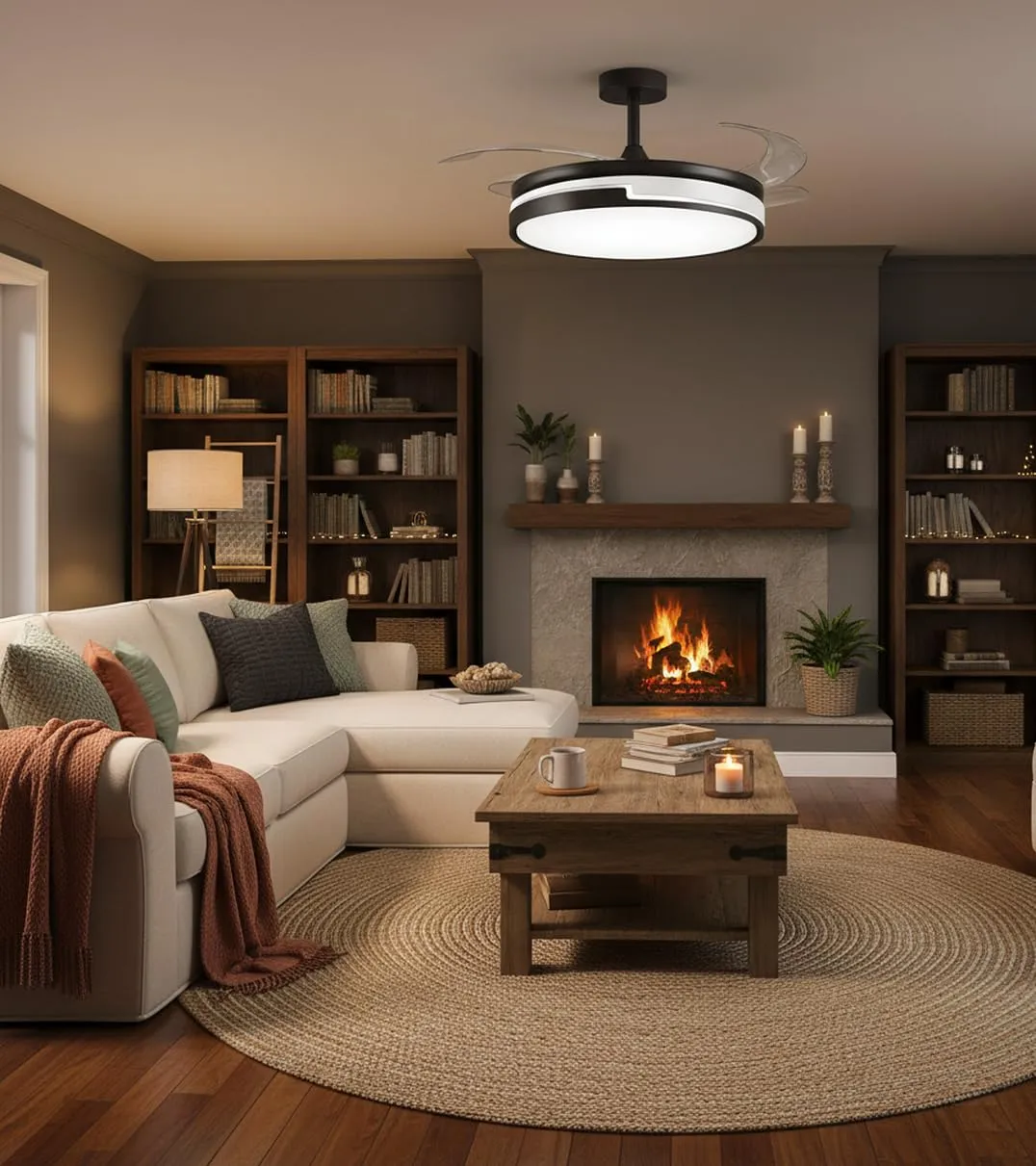 BEL AIR HOME Ventilatore da Soffitto ROBIN, Motore DC, Luce LED 36W, Pale a Scomparsa, Telecomando, Nero Metallo - immagine 2