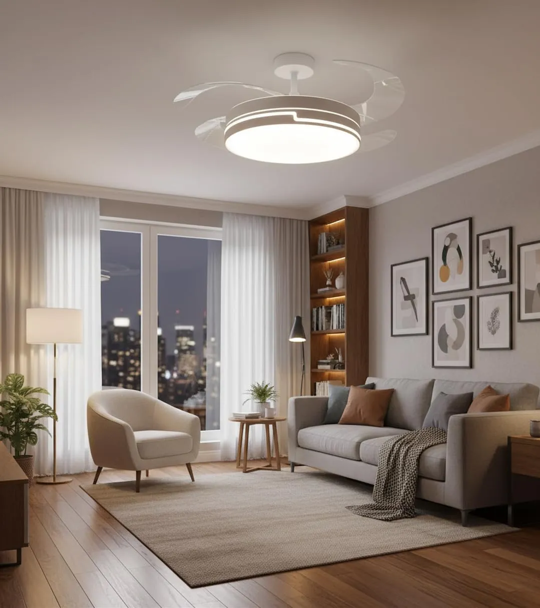 Bel Air Home Robin Ventilatore da Soffitto con Motore DC, Pale a Scomparsa, Luce LED 36W e Telecomando, Bianco - immagine 4