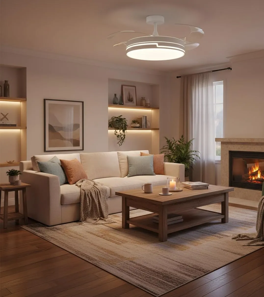 Bel Air Home Robin Ventilatore da Soffitto con Motore DC, Pale a Scomparsa, Luce LED 36W e Telecomando, Bianco - immagine 5