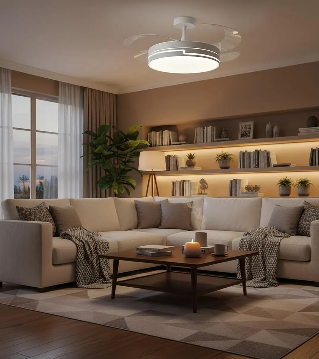 Bel Air Home Robin Ventilatore da Soffitto con Motore DC, Pale a Scomparsa, Luce LED 36W e Telecomando, Bianco - immagine 6