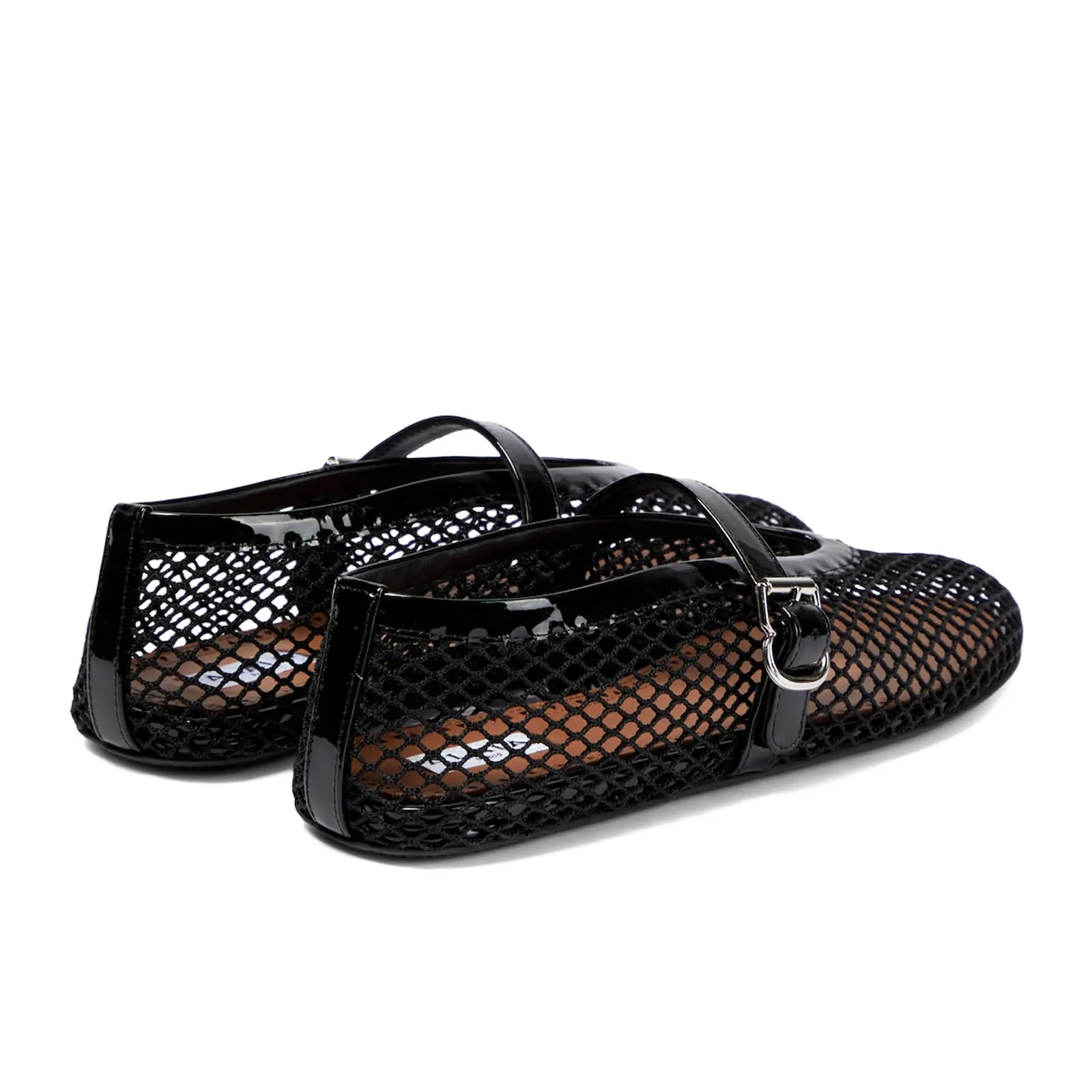 DOEYG Ballerine da Donna in Rete con Cinturino e Fibbia, Tacco Piatto, Nero, 42.5 EU - immagine 5