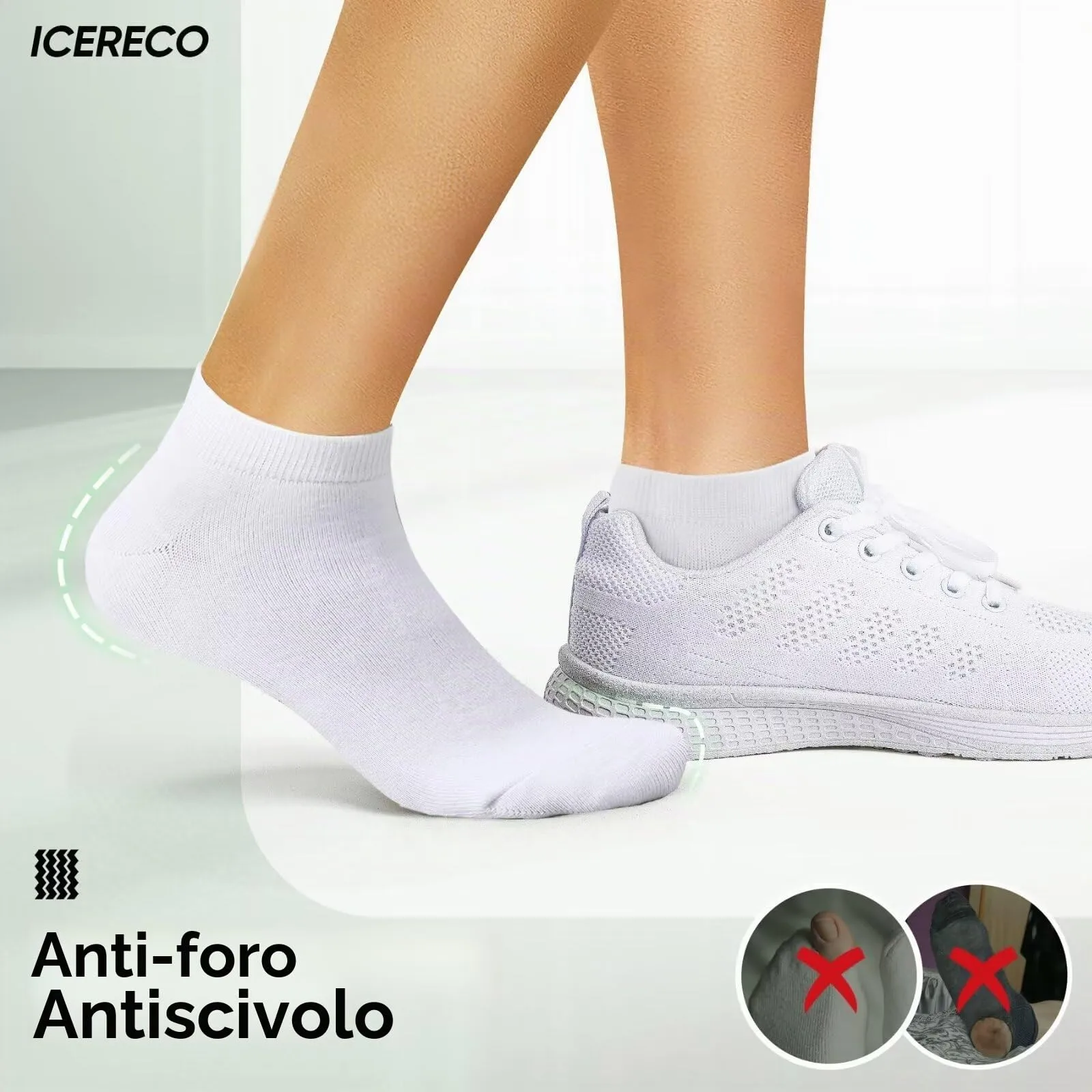 IceReco Calzini Corti Sportivi in Cotone per Donna e Uomo, 10 Paia, 35-38 - immagine 5