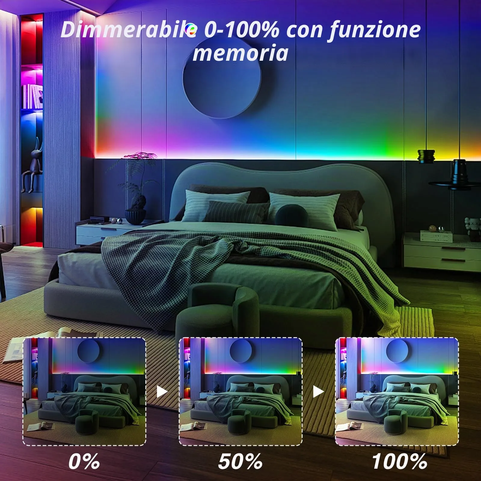 ShineBurky Striscia LED COB 2 Metri 5V USB RGB Smart IC - immagine 2