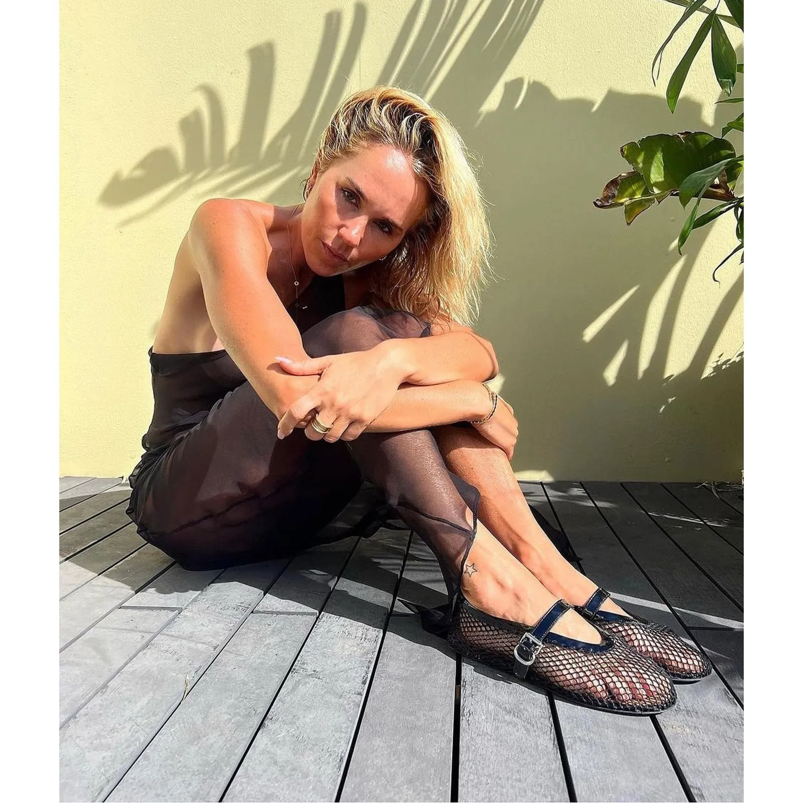 DOEYG Ballerine a rete con fibbia, Nero, 37 EU - immagine 2