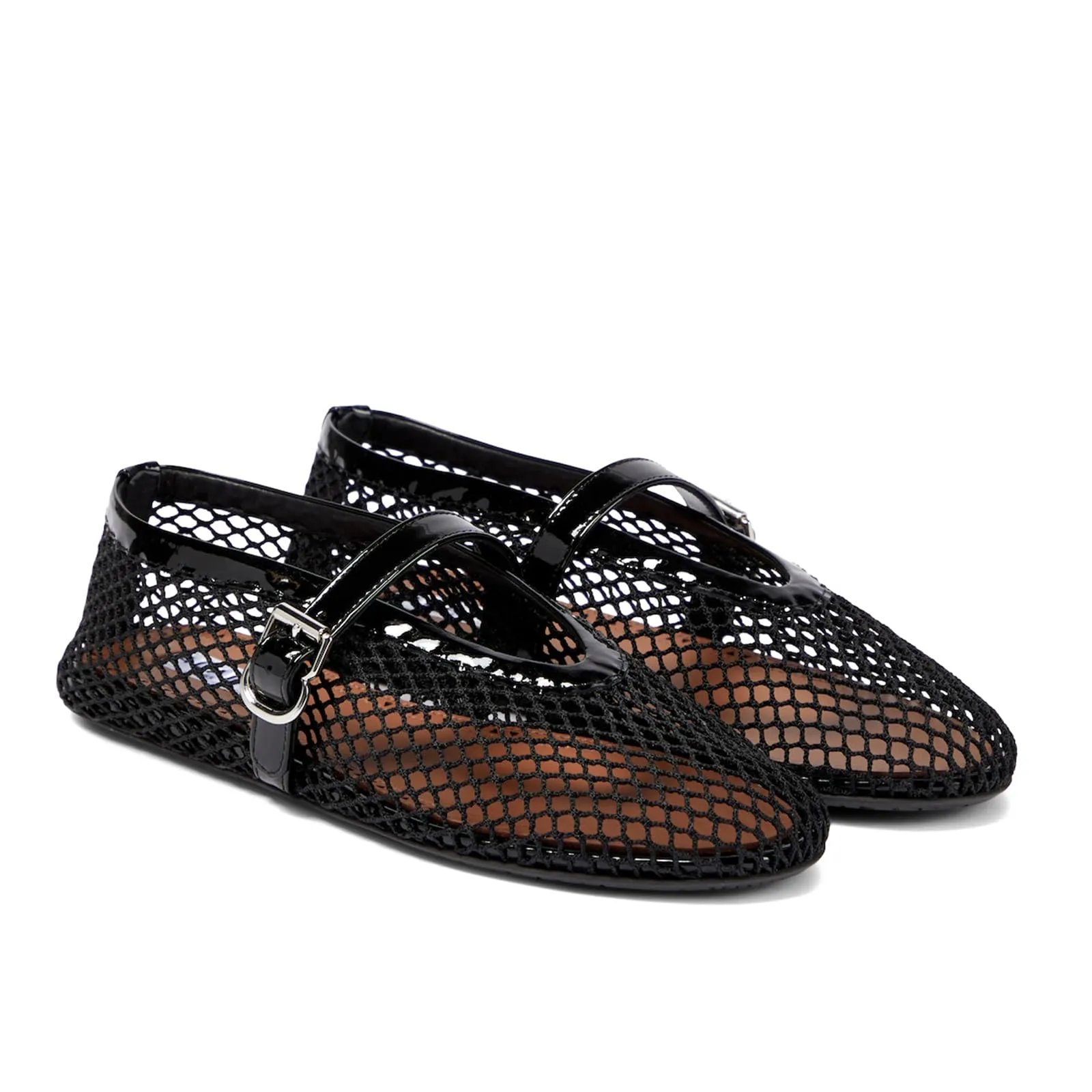 DOEYG Ballerine a rete con fibbia, Nero, 37 EU - immagine 4
