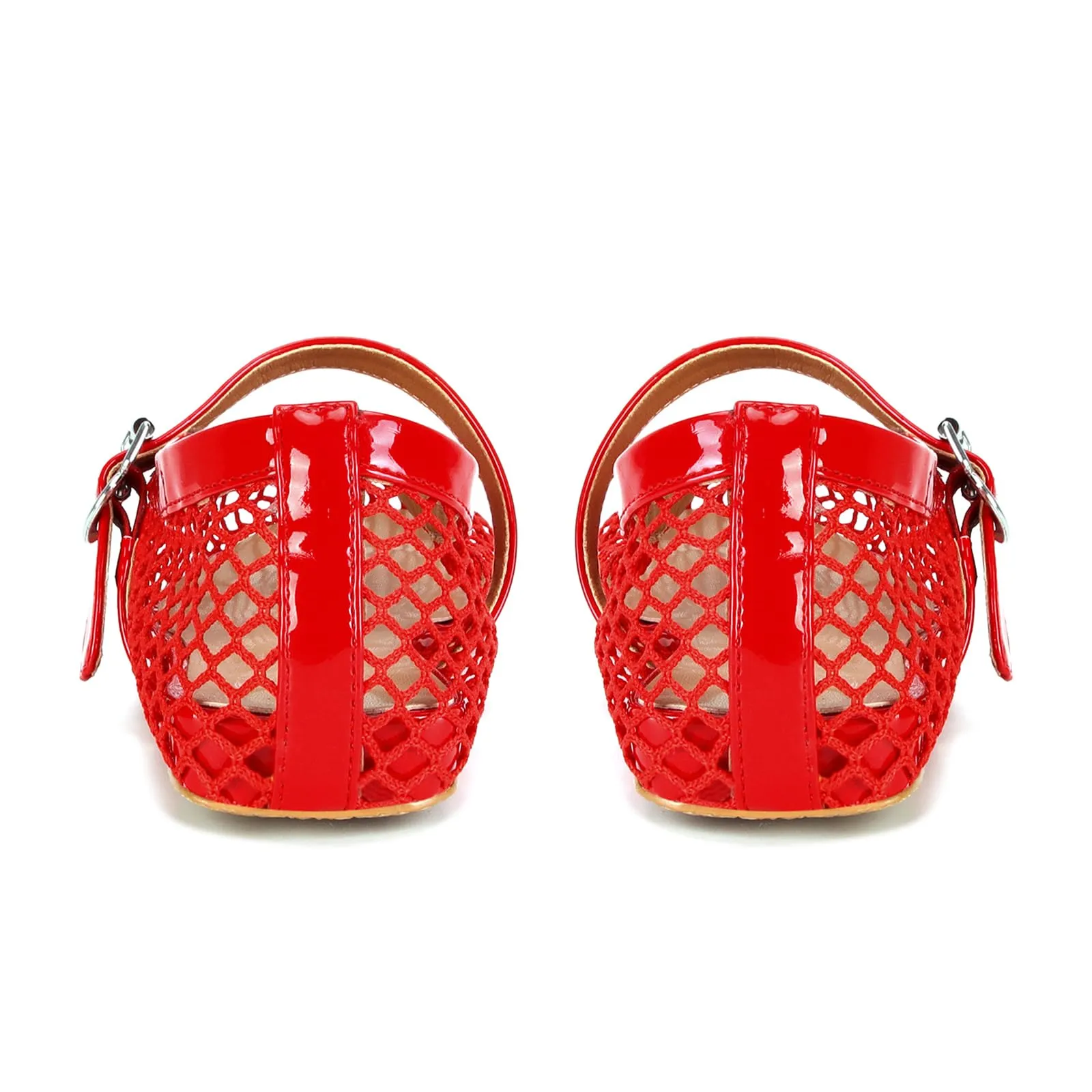 DOEYG Ballerine in Maglia con Cinturino a Fibbia, Rosso, 40 EU - immagine 5